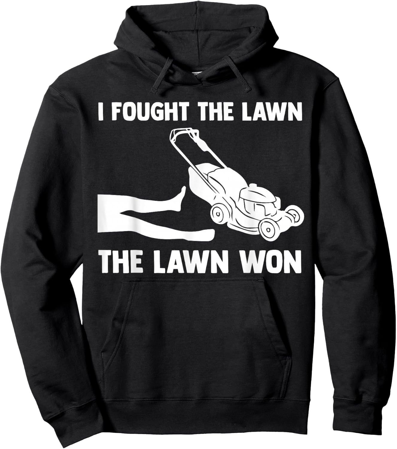 I Fought The Lawn The Lawn Won Mower Mowing Tractor Hoodie - Hoodie | Black