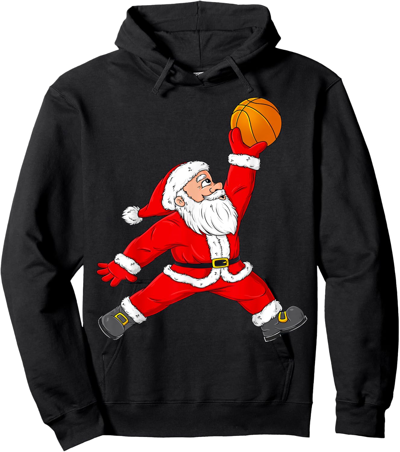 Christmas Santa Claus Basketball Funny Boys Kids Pajama Xmas Hoodie - Hoodie | Black