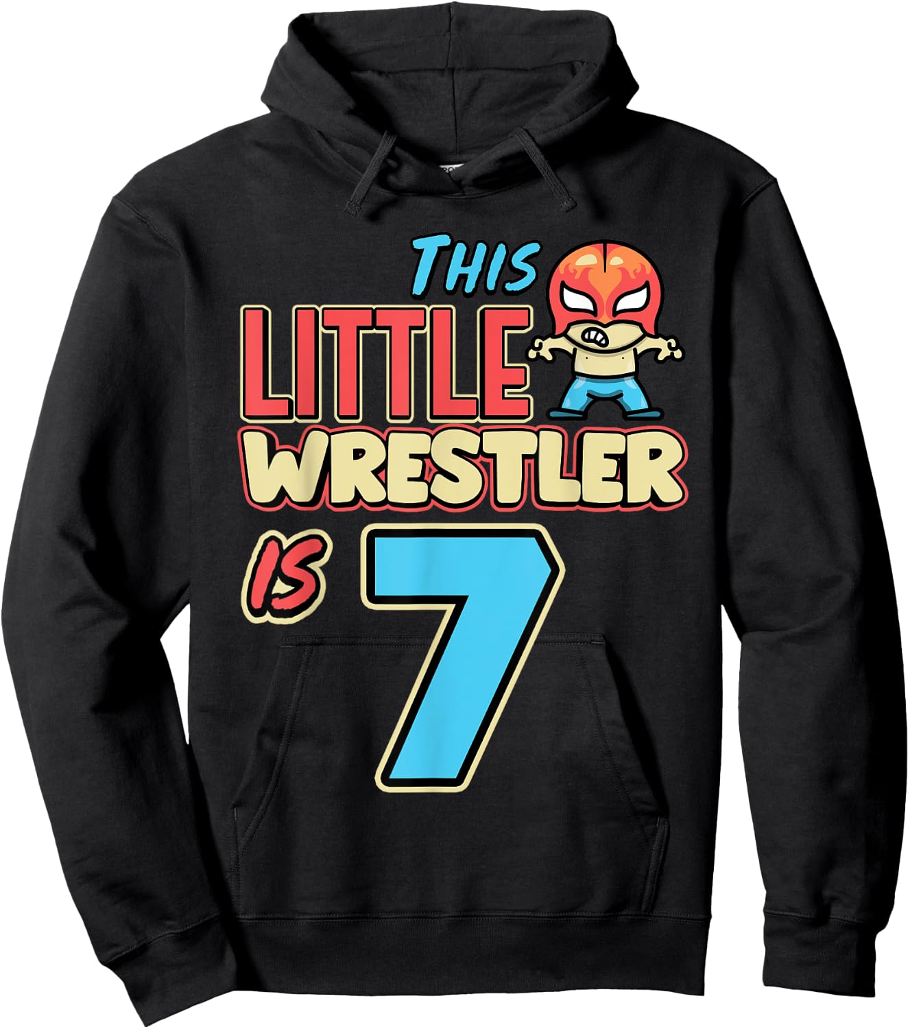 Wrestling Birthday This Little Wrestler Is 7th Birthday Hoodie - Hoodie | Black