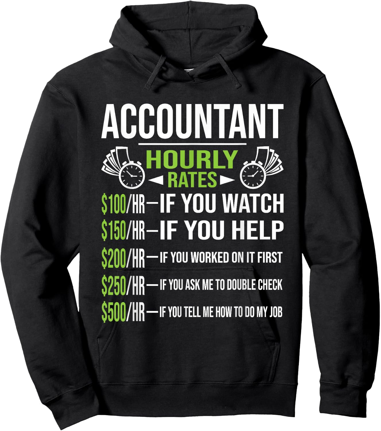 Accountant Hourly Rates - Funny Accounting CPA Humor Small Hoodie - Hoodie | Black