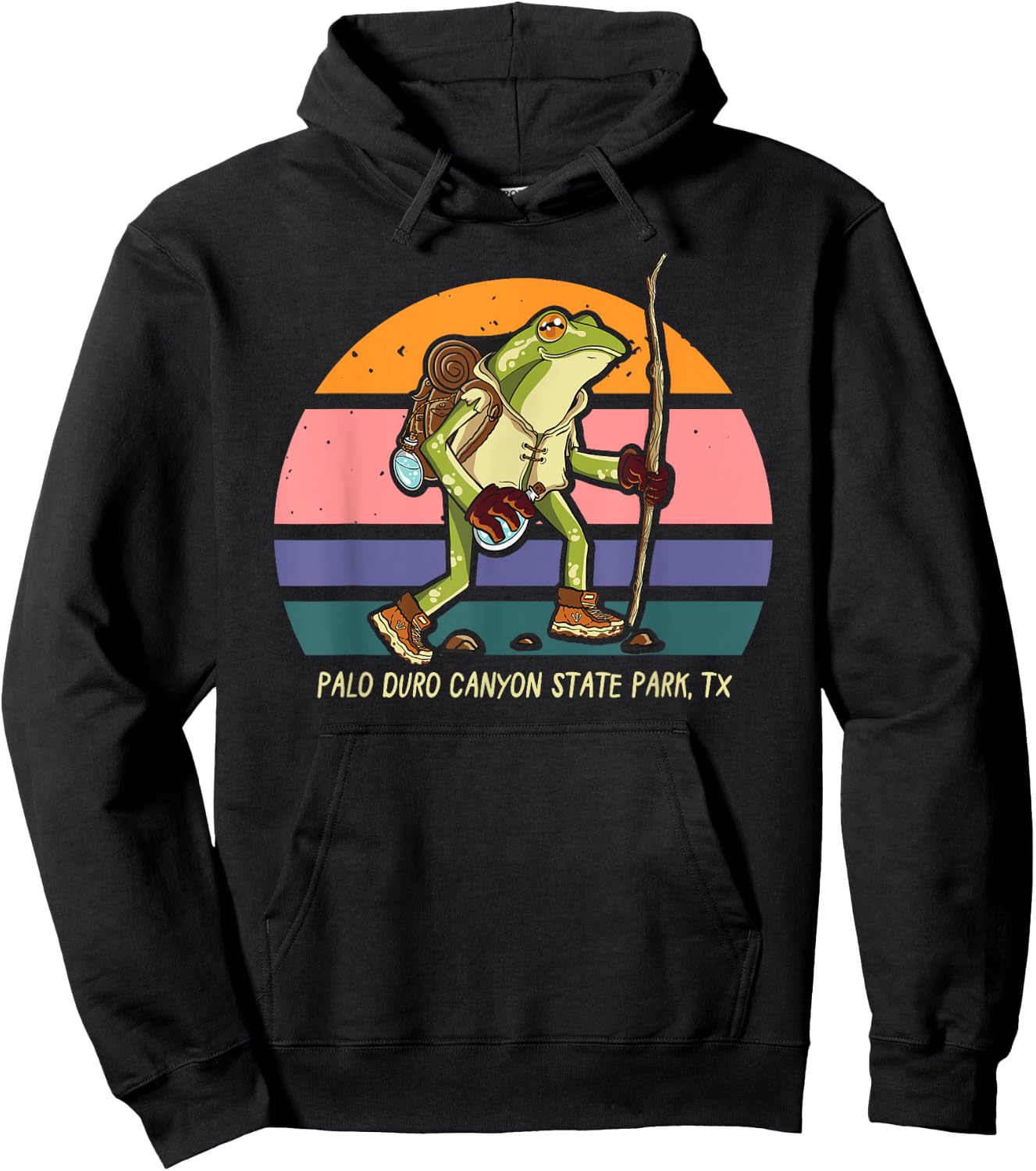 Palo Duro Canyon State Park Texas Hiking Frog Walker Camping Hoodie - Hoodie | Black