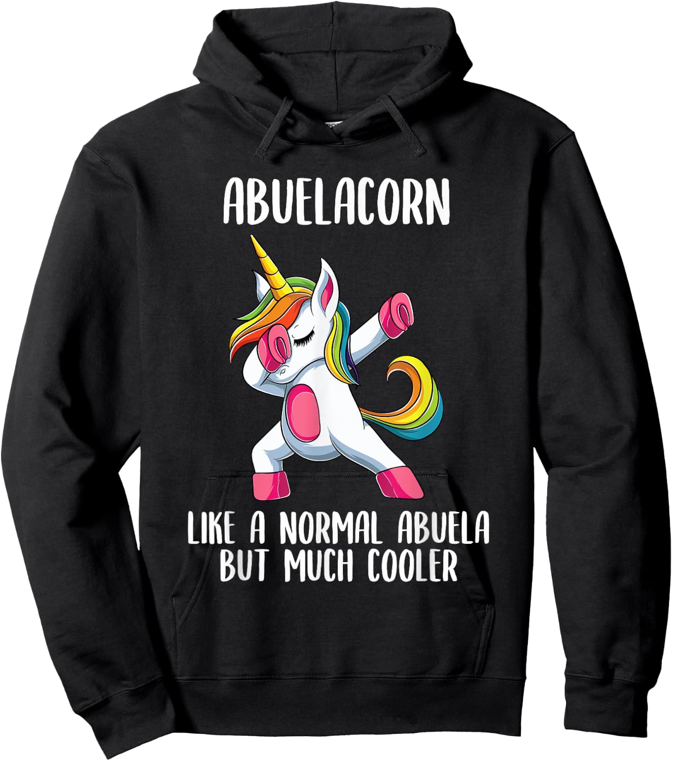 Unicorn Abuela Girl Birthday Party Apparel, AbuelaCorn Cute Hoodie - Hoodie | Black