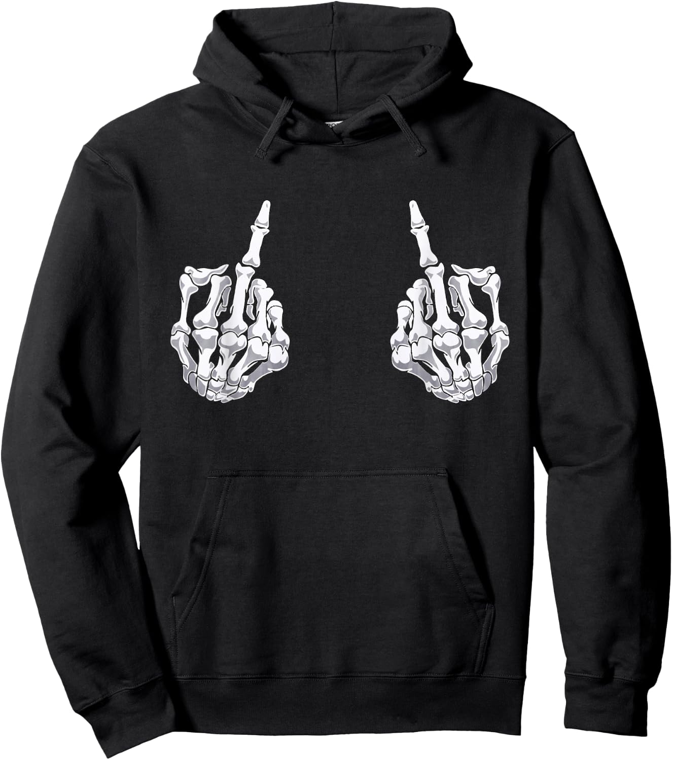 Skeleton Hand Halloween Bones Middle Finger Skull Men Women Hoodie - Hoodie | Black