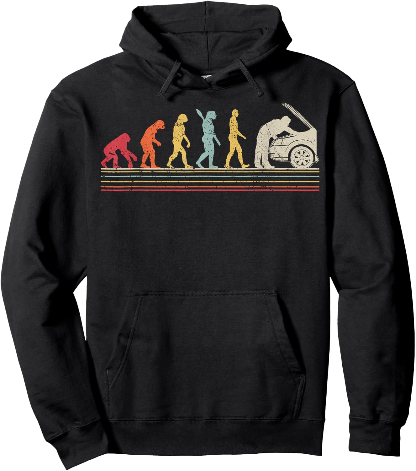 Vintage Style Car Mechanic Evolution Automotive Technician Hoodie - Hoodie | Black