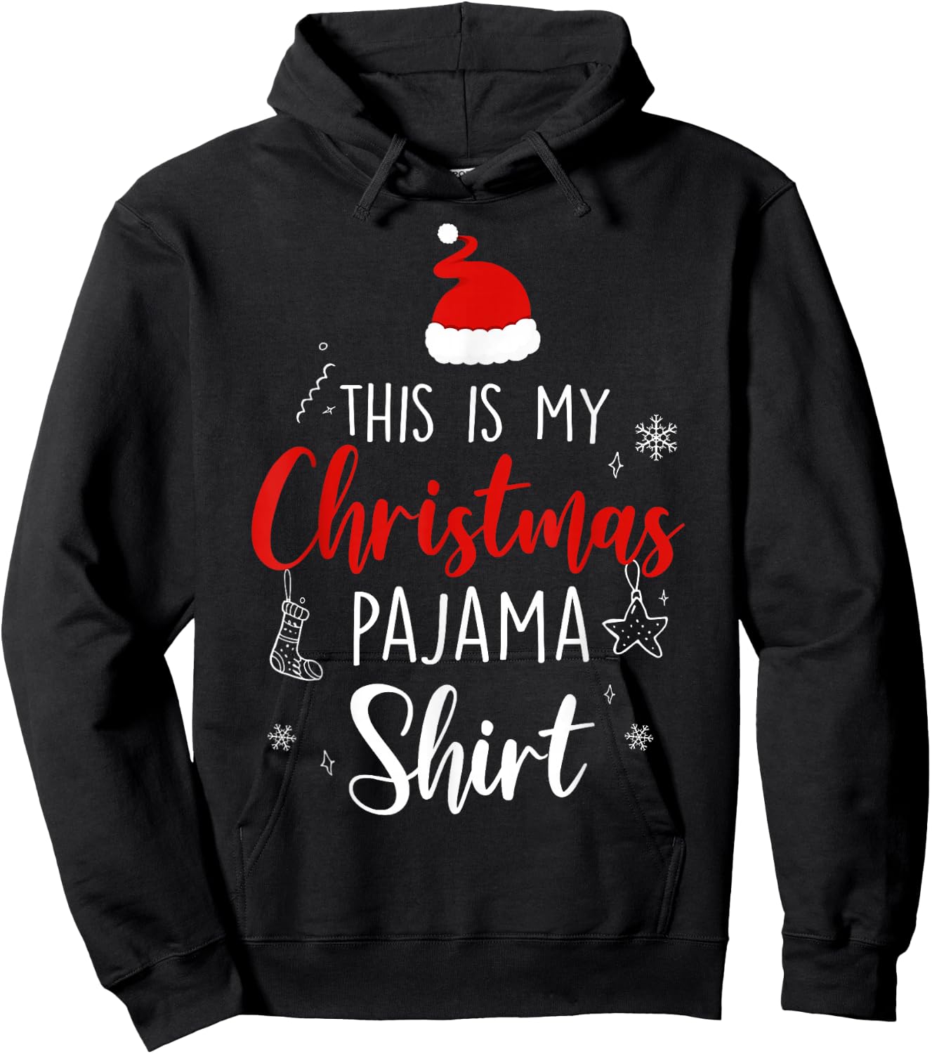 Funny Christmas PJ Pajama Men Women PJS for Family Hoodie - Hoodie | Black