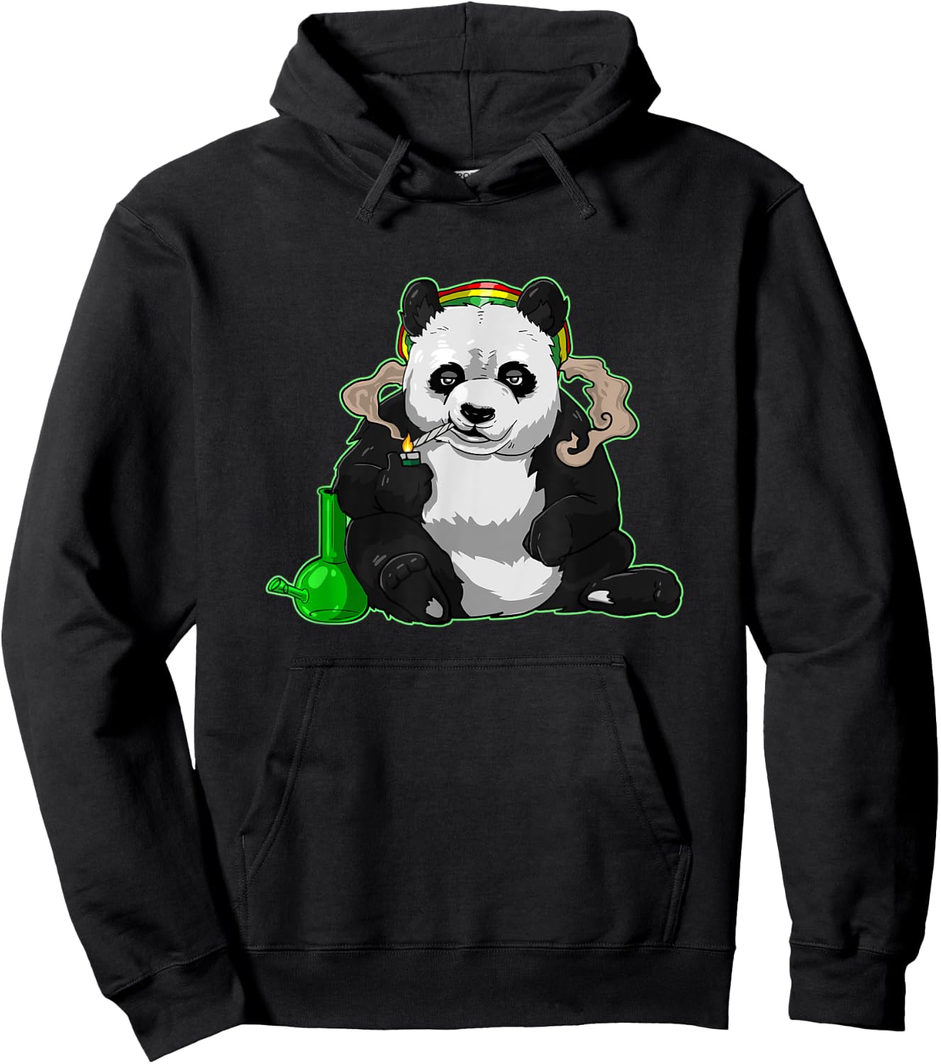 Funny Panda Bear Smoking Weed Cannabis Marijuana Stoner gift Hoodie - Hoodie | Black