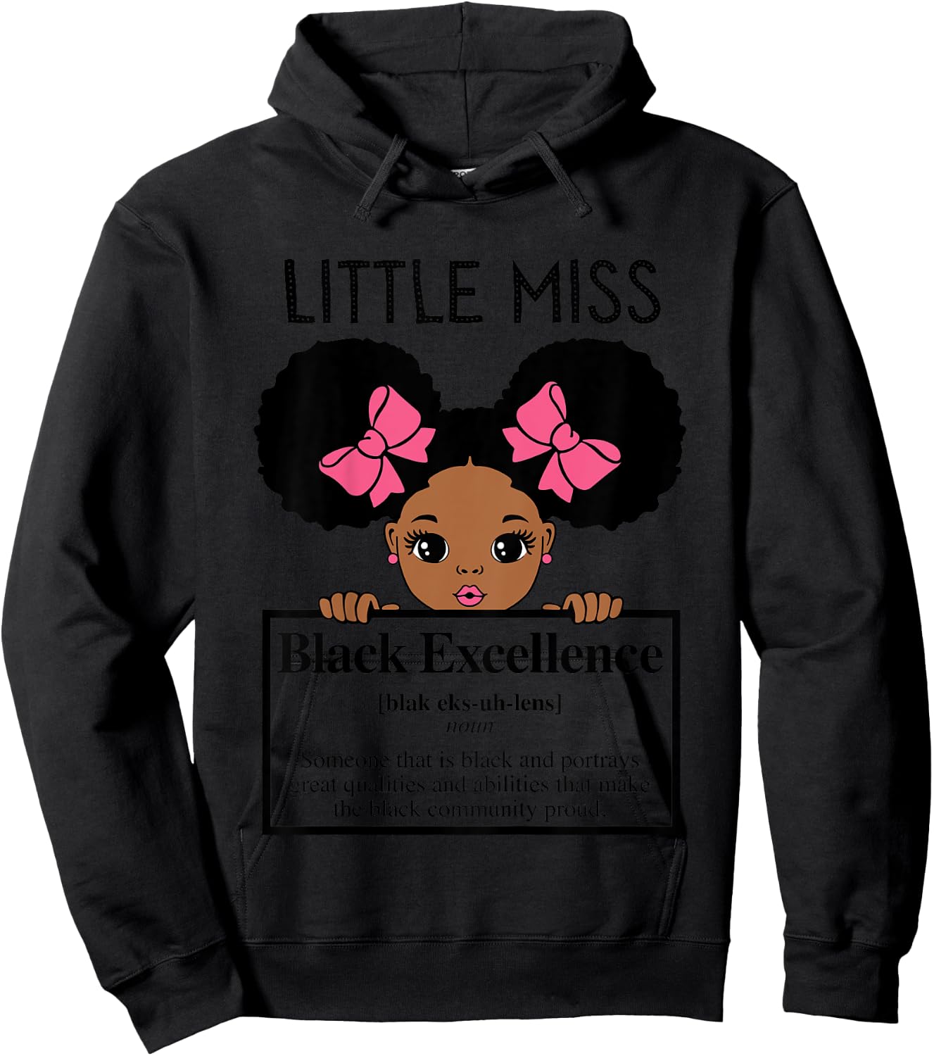 Little Miss Black Excellence Melanin Girl Brown Skin Girls Hoodie - Hoodie | Black