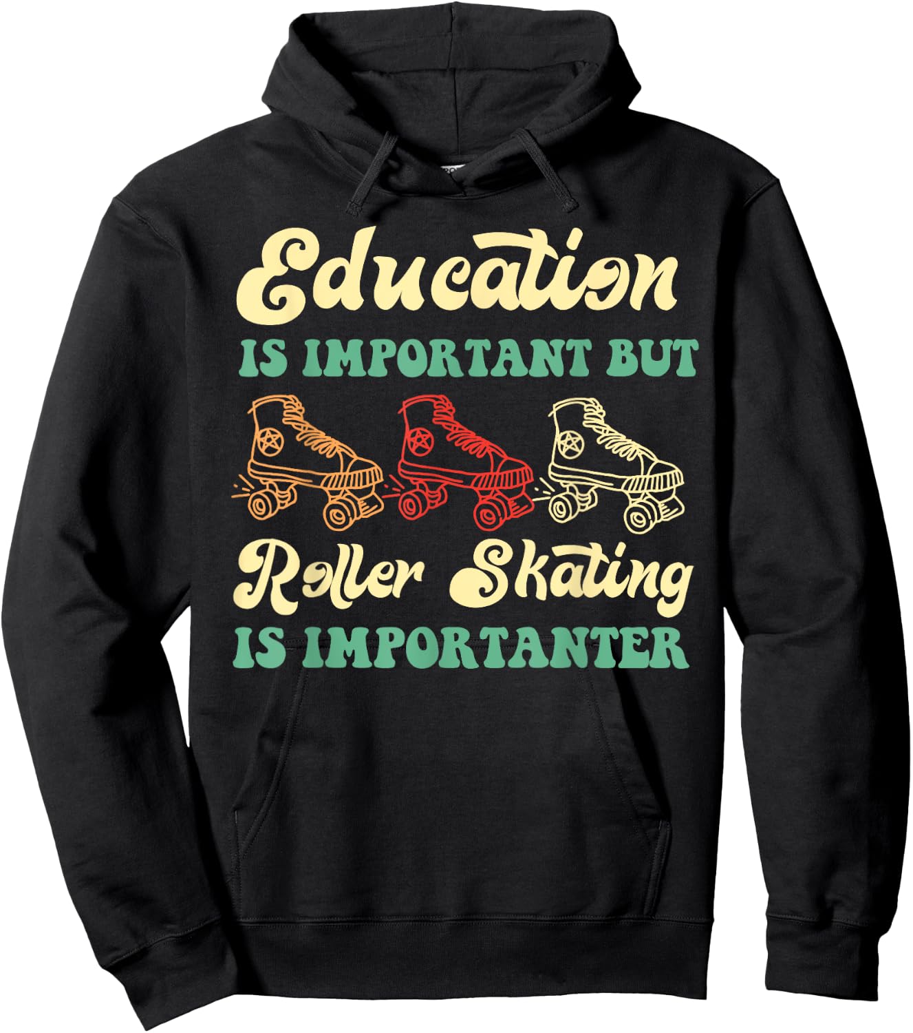 Cool Roller Skating Skate Girl 1970S Retro Hoodie - Hoodie | Black
