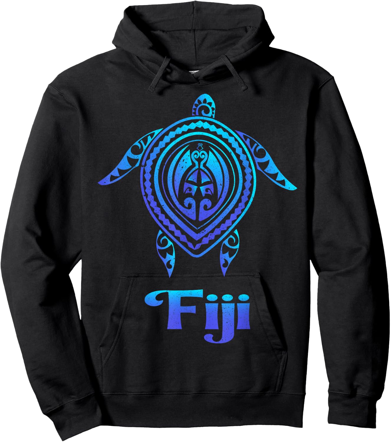 Fiji Island Sea Turtle Blue Sea Tribal Pattern Scuba Diving Hoodie - Hoodie | Black
