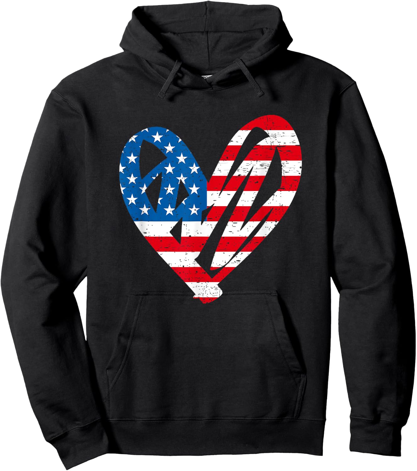 4th July Partiotic Heart Independence Day | & Hoodie - Hoodie | Black