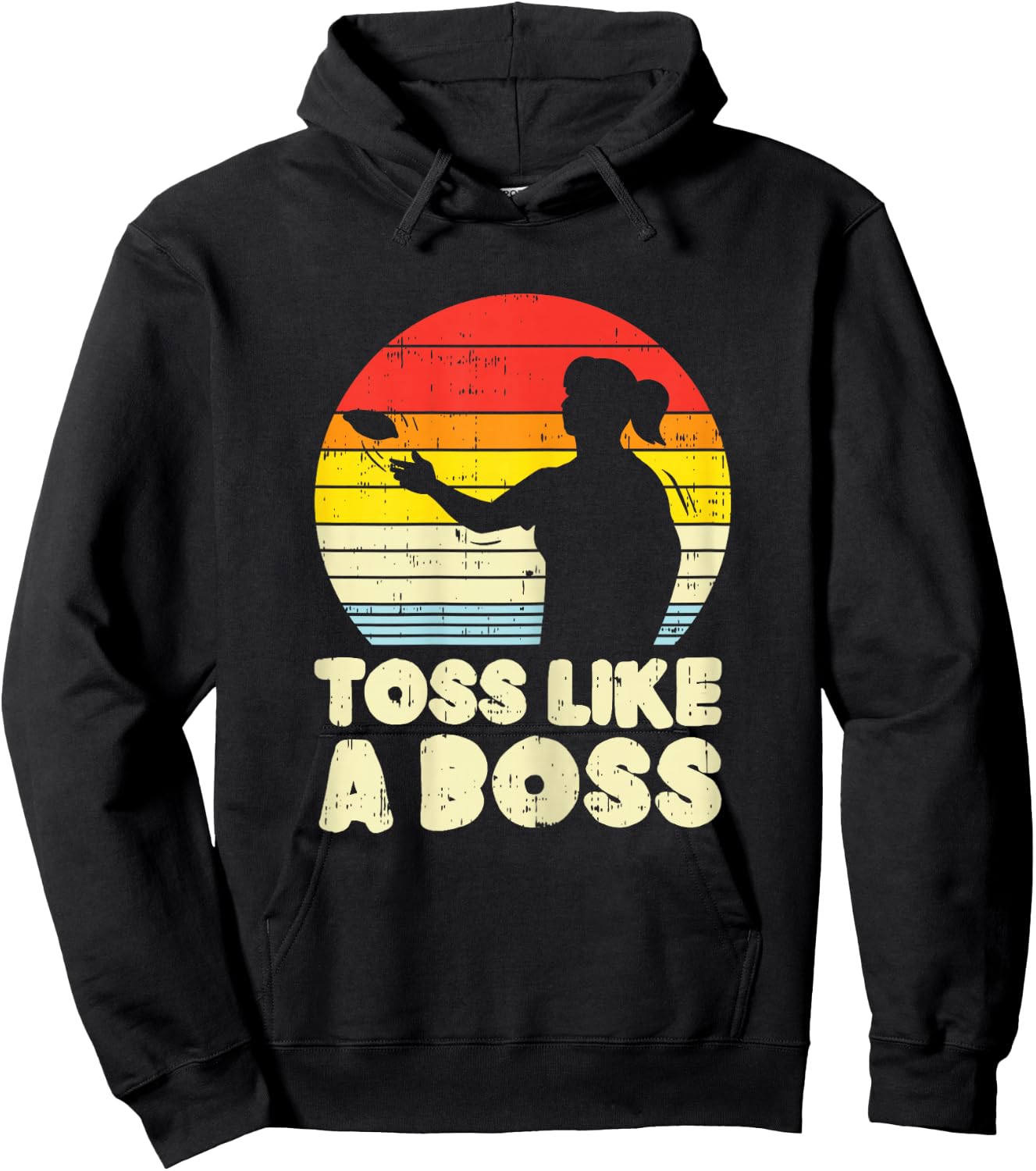 Toss Like A Boss Girl Retro Cornhole Corn Hole Women Gift Hoodie - Hoodie | Black