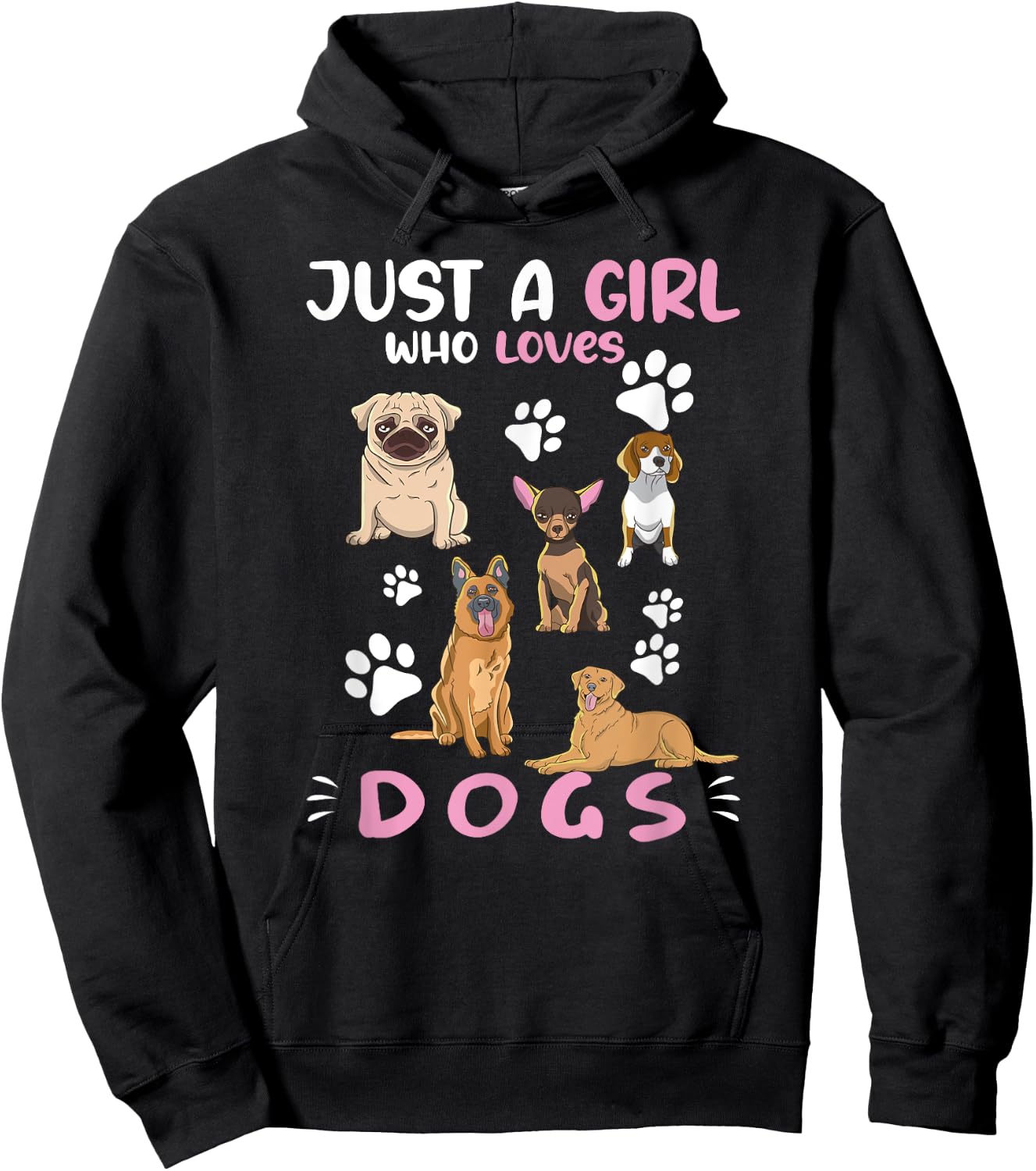 Just A Girl Who Loves Dogs Dog Lover Dog Breed Dogs Hoodie - Hoodie | Black