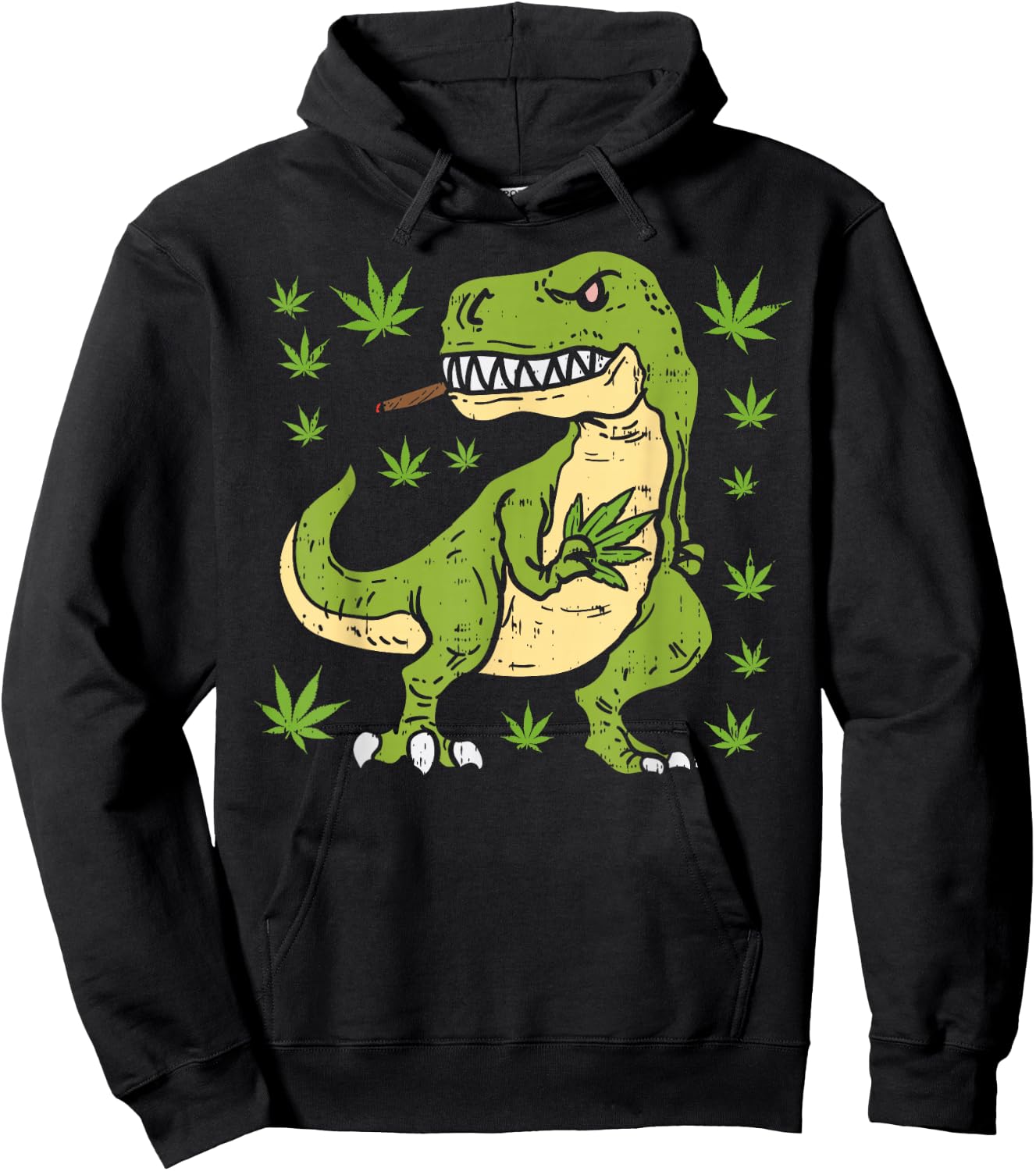 Trex Dinosaur Smoking Weed Cannabis 420 Blunt Stoner Gift Hoodie - Hoodie | Black