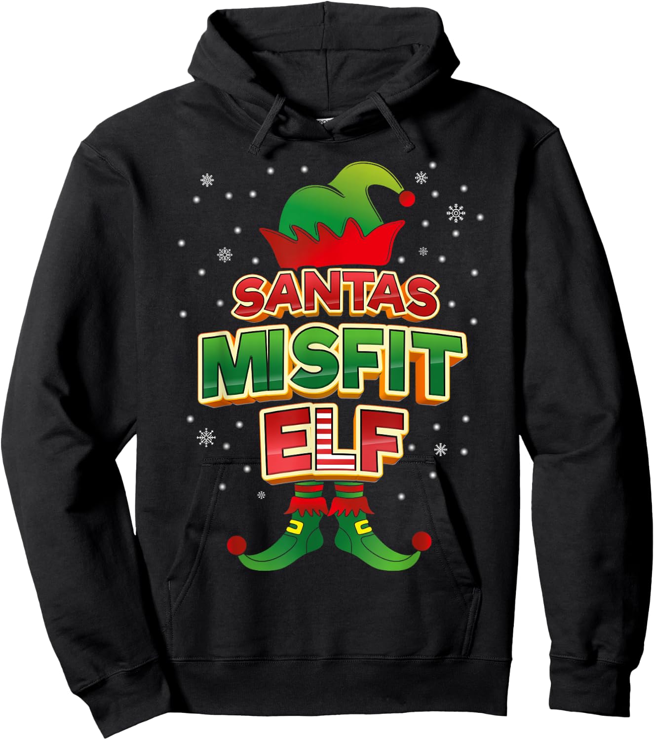 Misfit Elf Christmas Matching Costumes X-Mas Hoodie - Hoodie | Black
