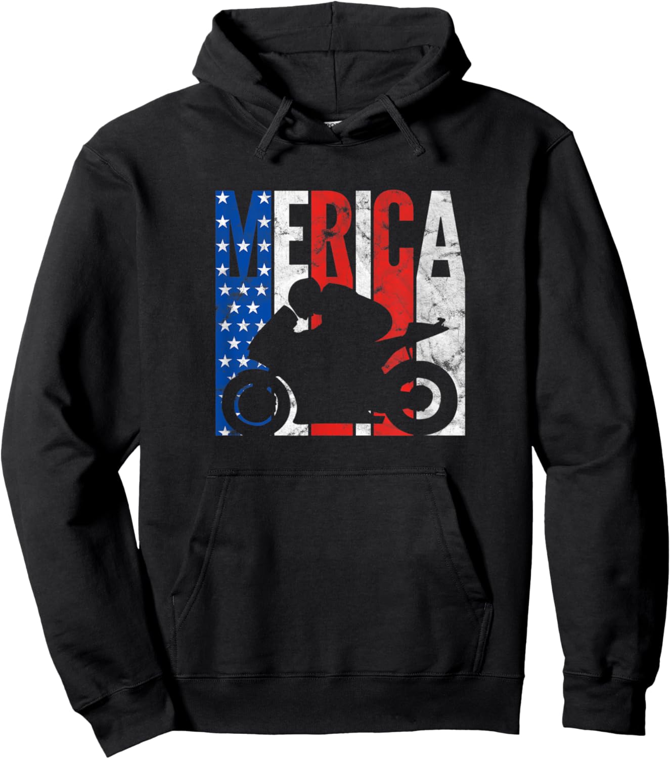 Merica American Flag Sportbike Biker 4th Of July Motorcycle Men Hoodie - Hoodie | Black