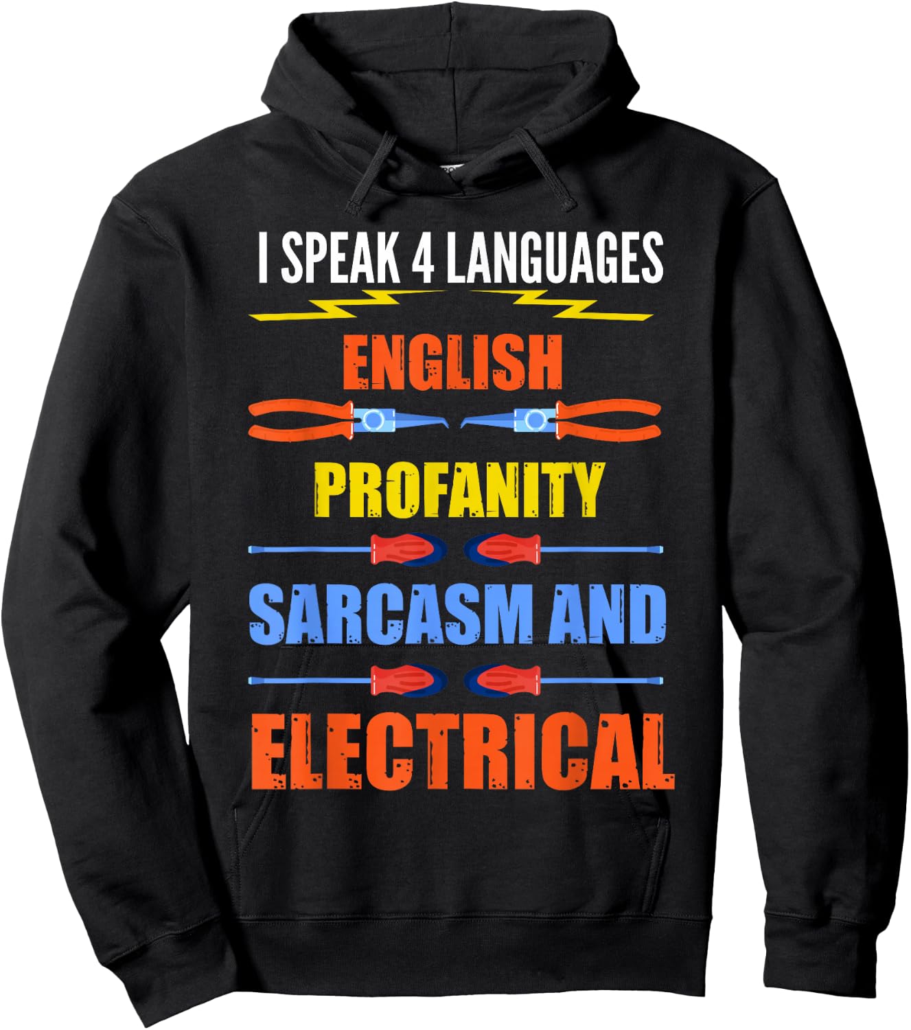 Funny Electrician Shirt Joke Electrical Speak Quote Gift Hoodie - Hoodie | Black
