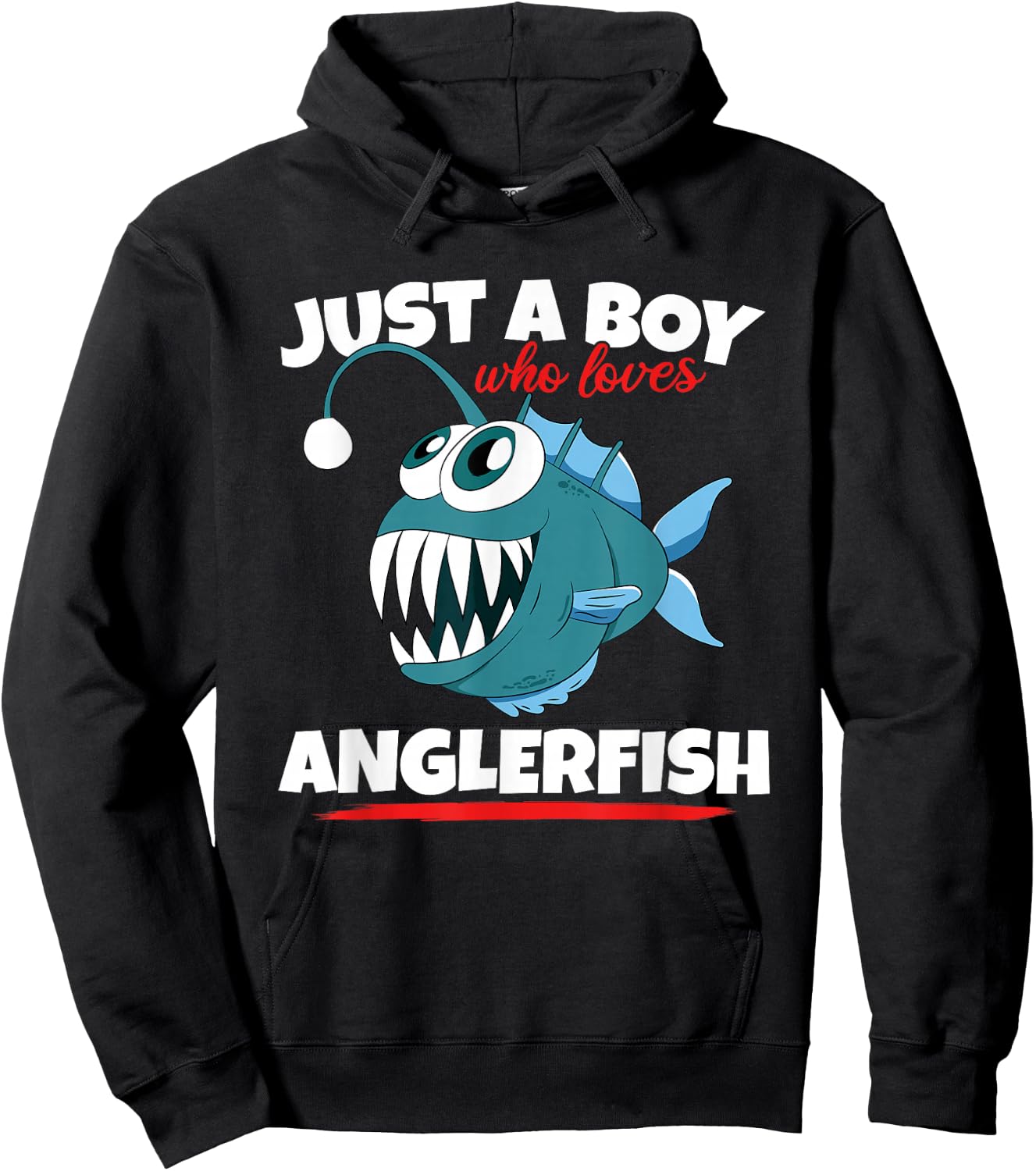 Just A Boy Who Loves Angler Fish Funny Fishing Anglerfish Hoodie - Hoodie | Black