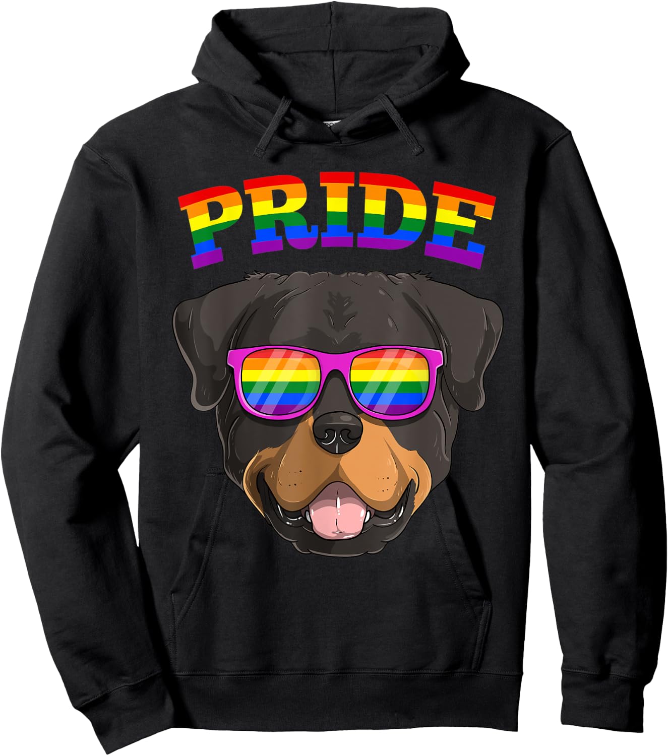 LGBT Rottweiler Dog Gay Pride Rainbow LGBTQ Cute Hoodie - Hoodie | Black