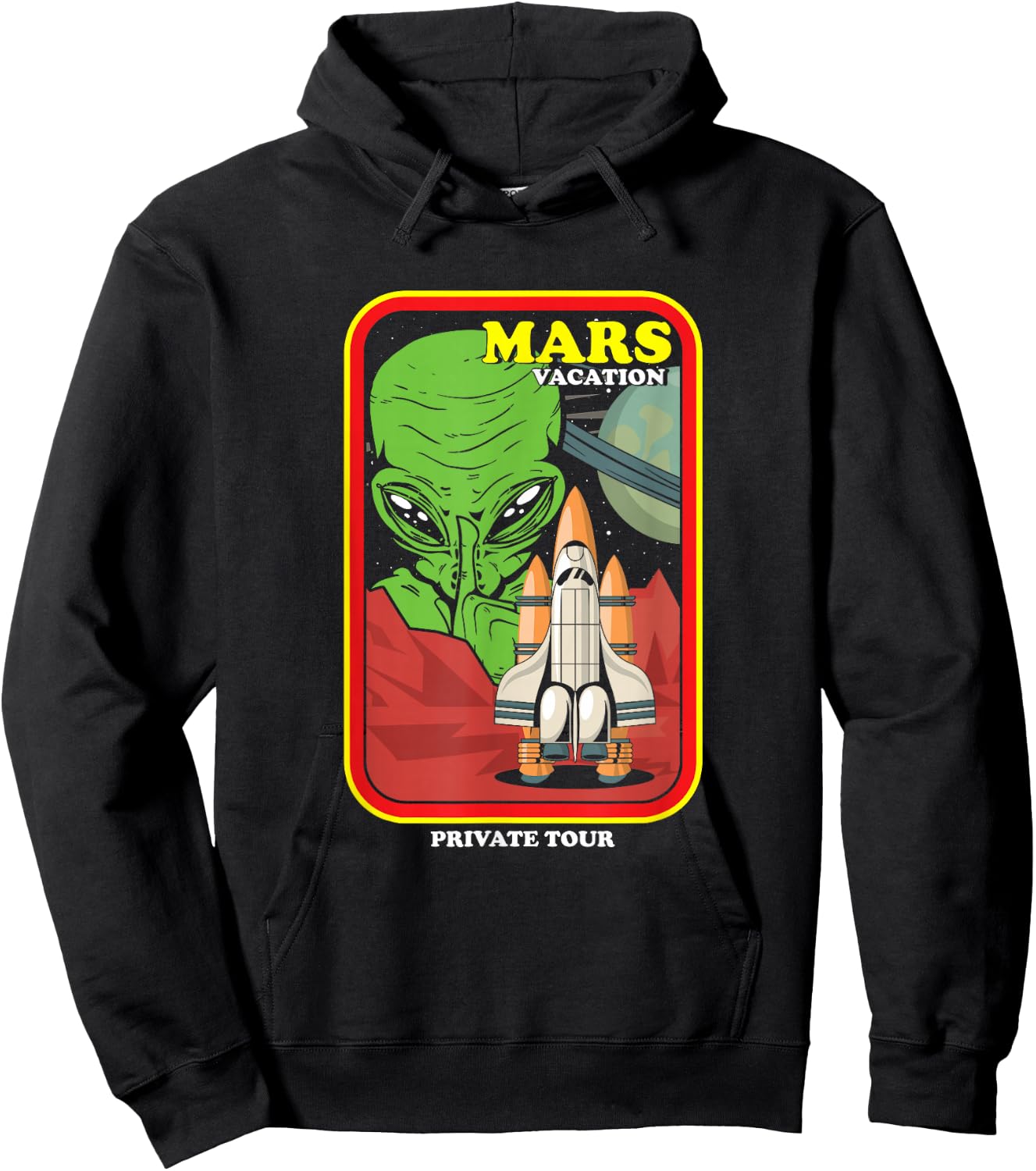 Mars Vacation Astronaut Planets Galaxy Universe Spaceship Hoodie - Hoodie | Black