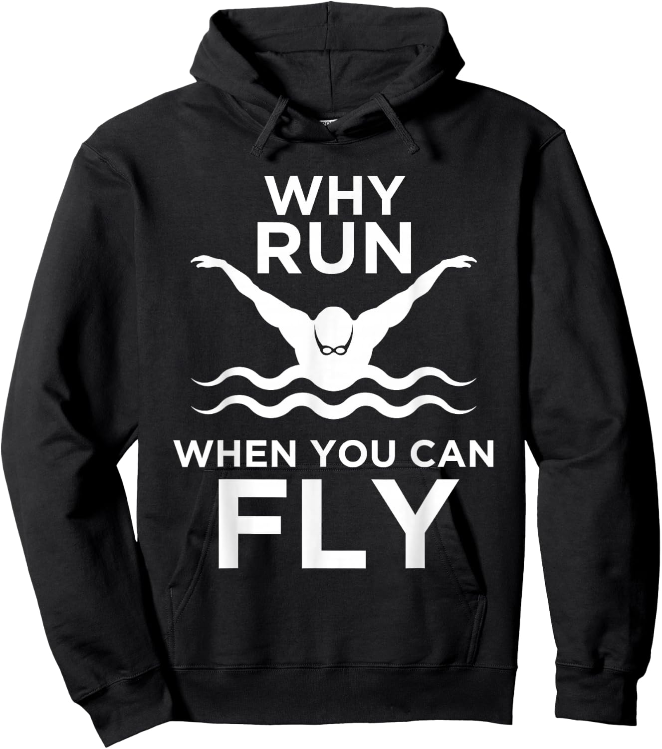 Cool Why Run When You Can Fly Butterfly Swimmers gift Hoodie - Hoodie | Black