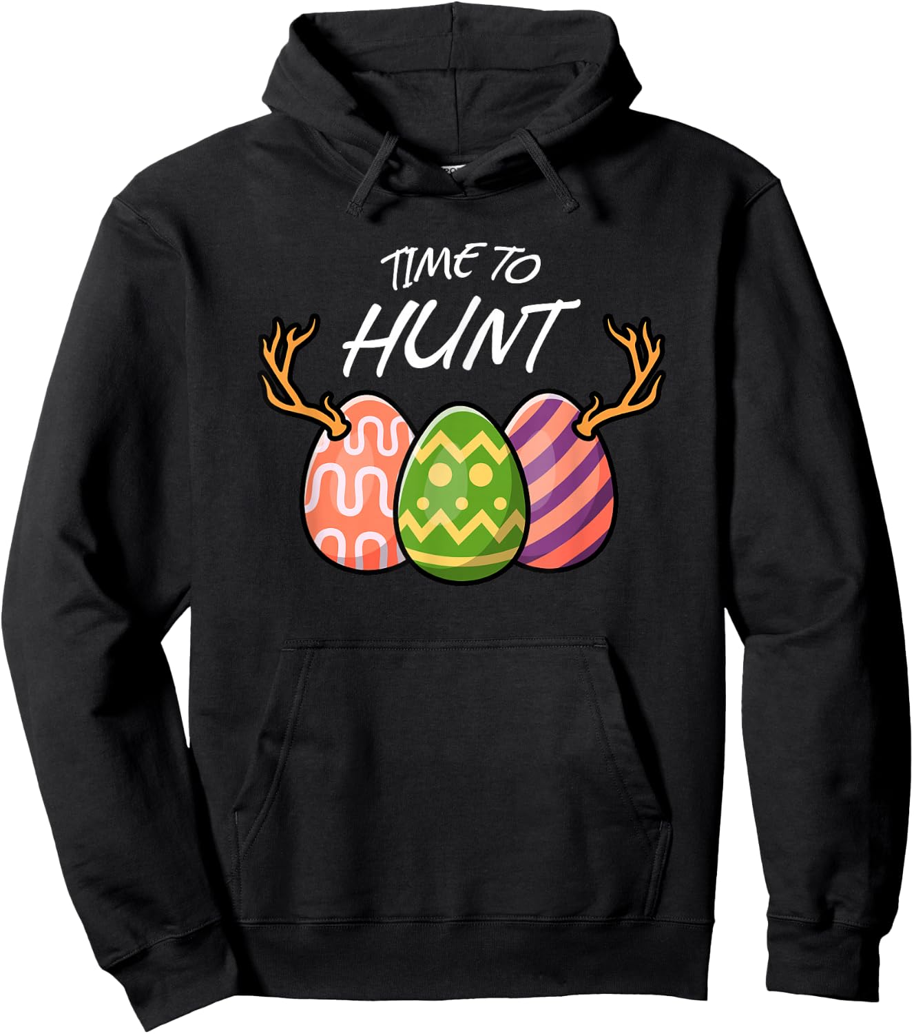 Easter Egg Time To Hunt Deer Funny Easter Cute Hoodie - Hoodie | Black