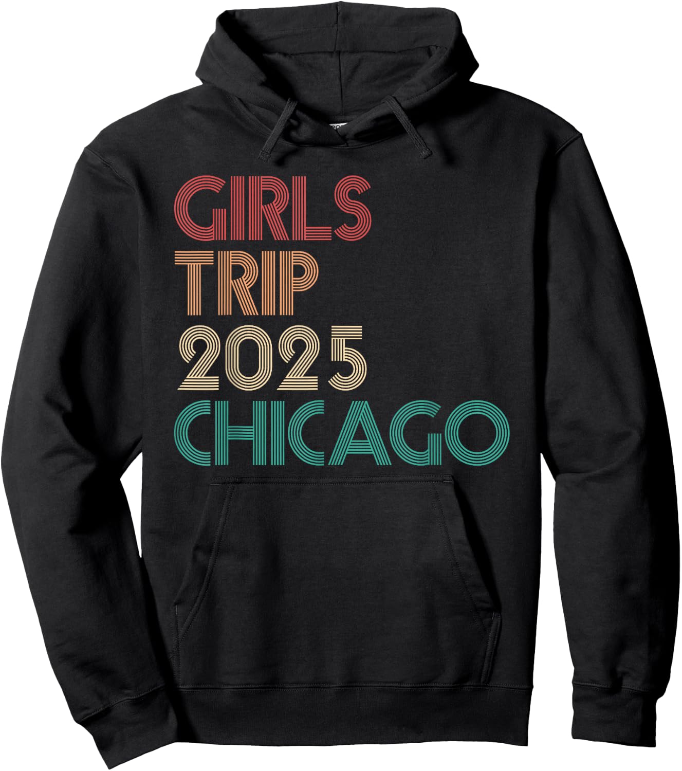 Girls Trip Chicago 2025 Illinois Summer Vacation Women Retro Hoodie - Hoodie | Black