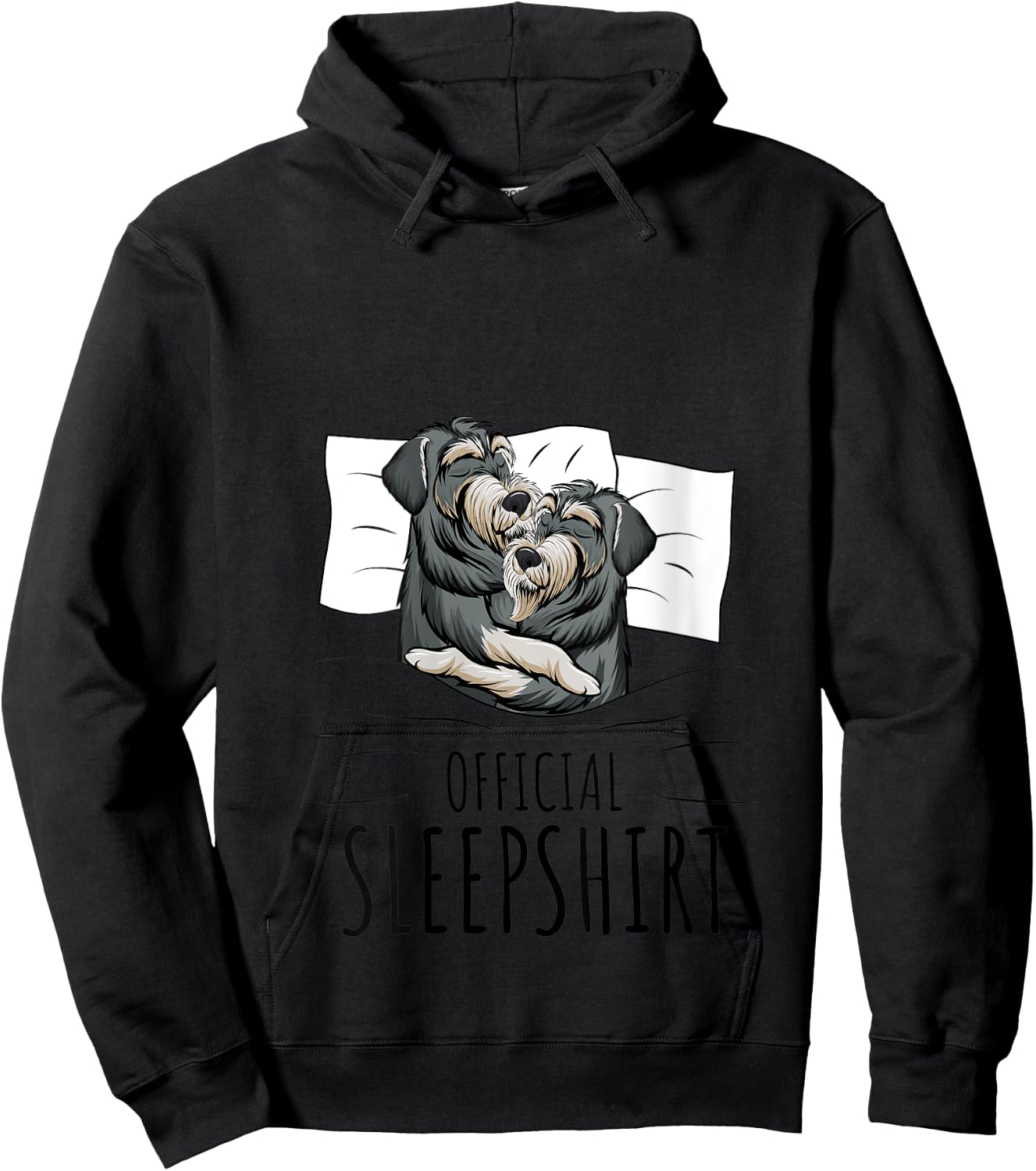 Sleeping Miniature Schnauzer Pajama Official Sleepshirt V-Neck Hoodie - Hoodie | Black