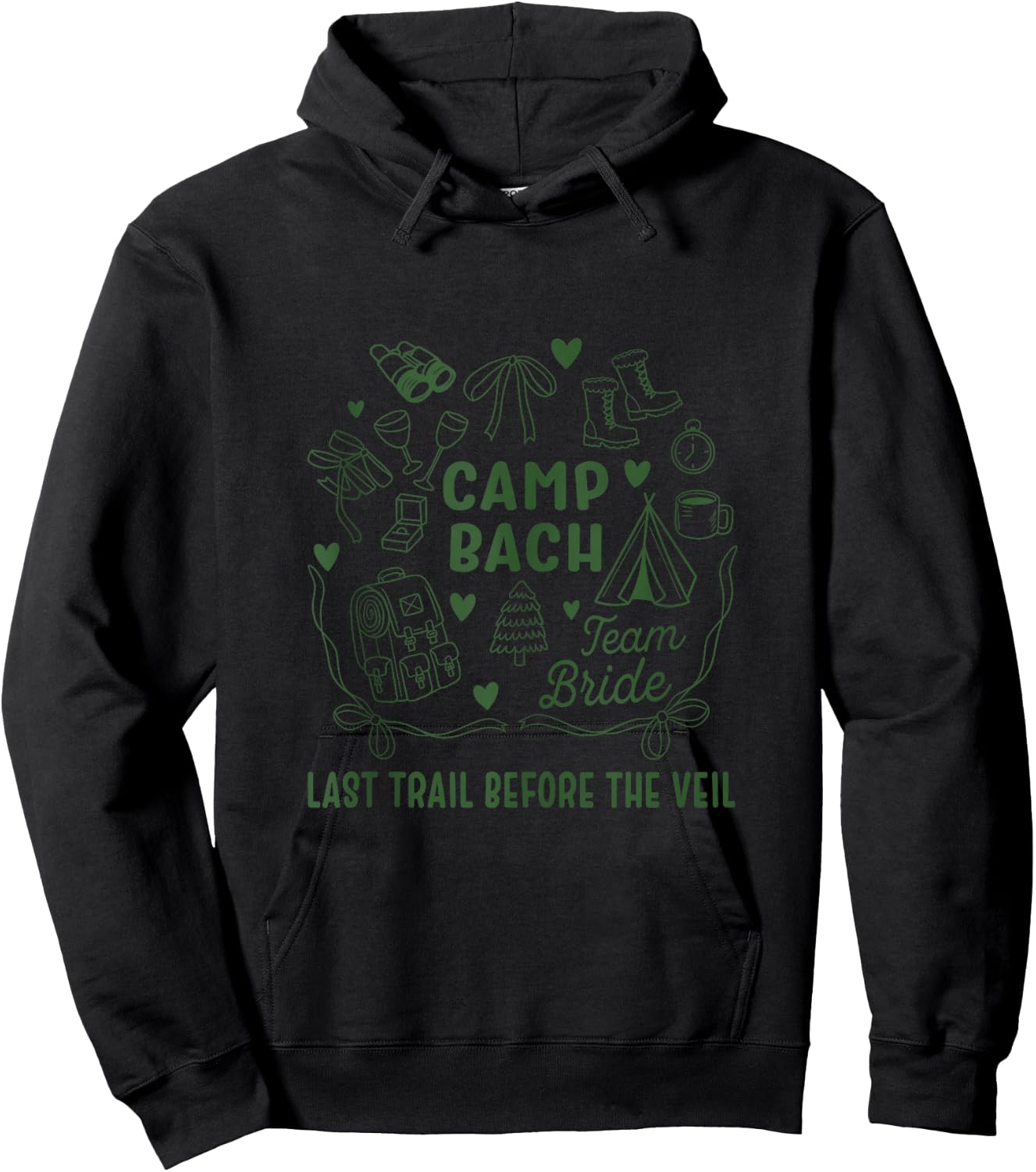 Team Bride Camp Bach Retro Camping Bachelorette Party Hoodie - Hoodie | Black