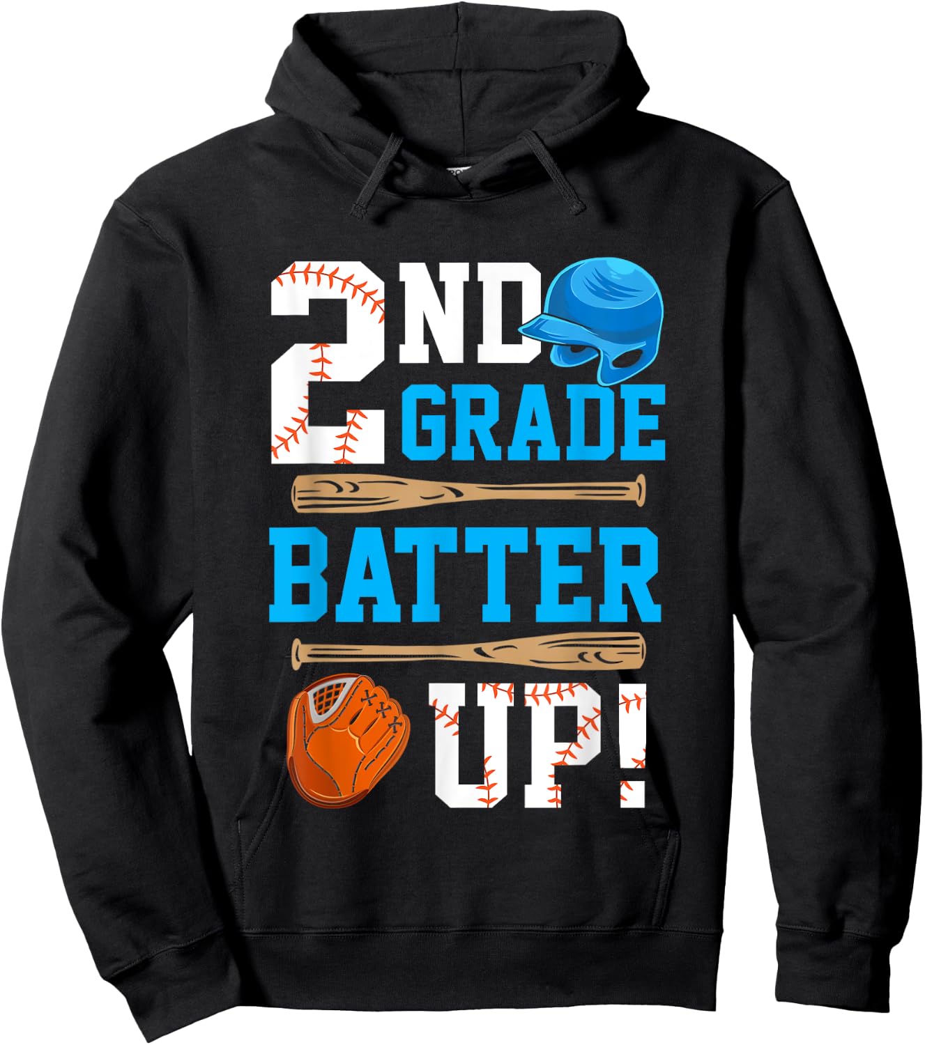 Back To School 2nd Grade Batter Up Baseball First Day Boys Hoodie - Hoodie | Black
