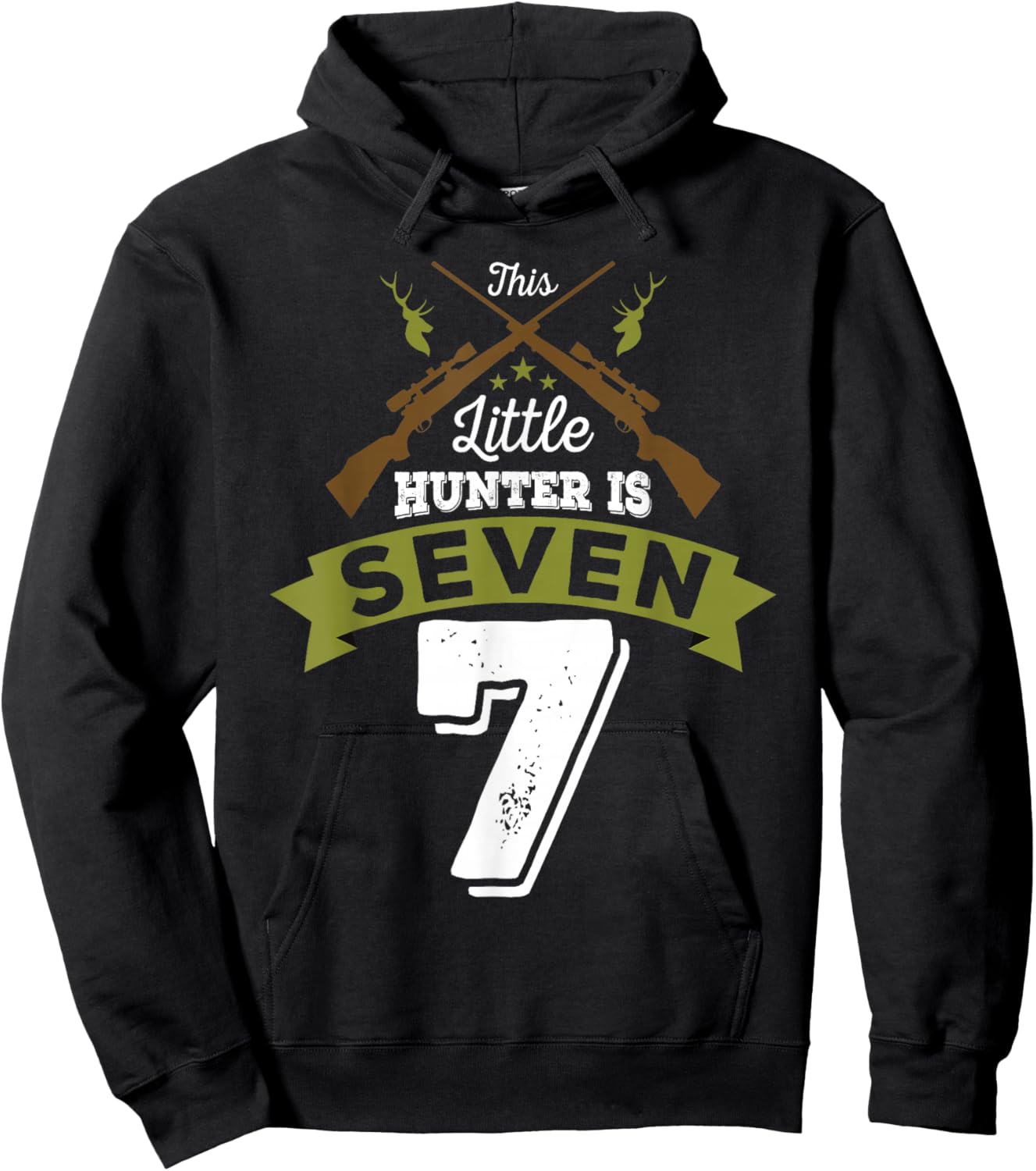 7th Birthday Deer Hunter Gift Boys Girls | 7 years old Hoodie - Hoodie | Black