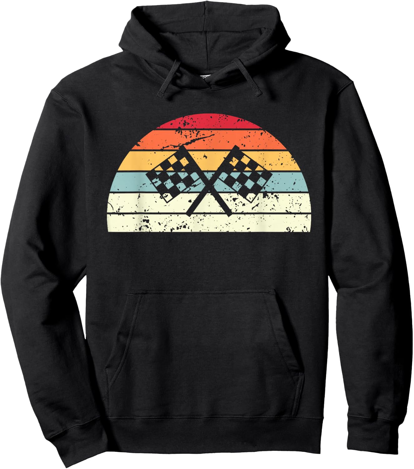 Vintage Racing Sunset Men Women distressed Sunrise Hoodie - Hoodie | Black