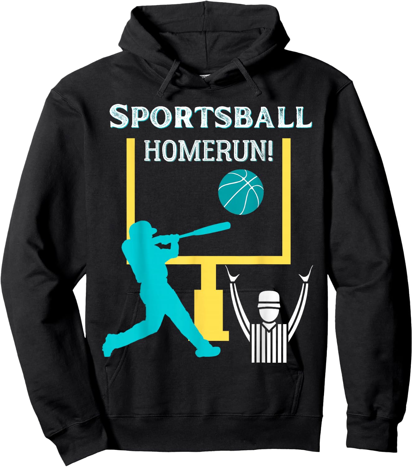 Sportsball Homerun Funny Football Baseball Basketball Hoodie - Hoodie | Black