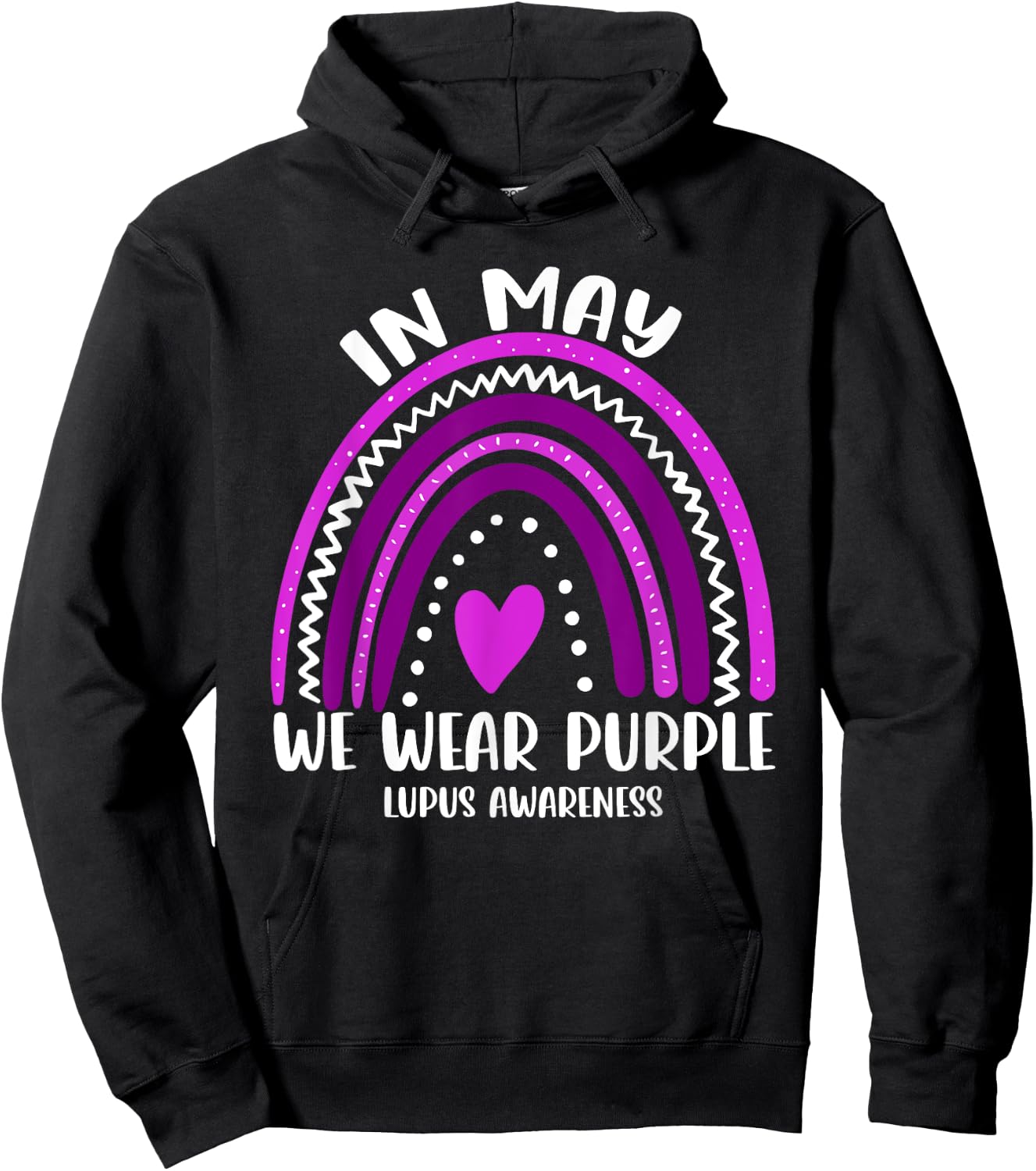 Rainbow In May We Wear Purple Lupus Awareness Hoodie - Hoodie | Black