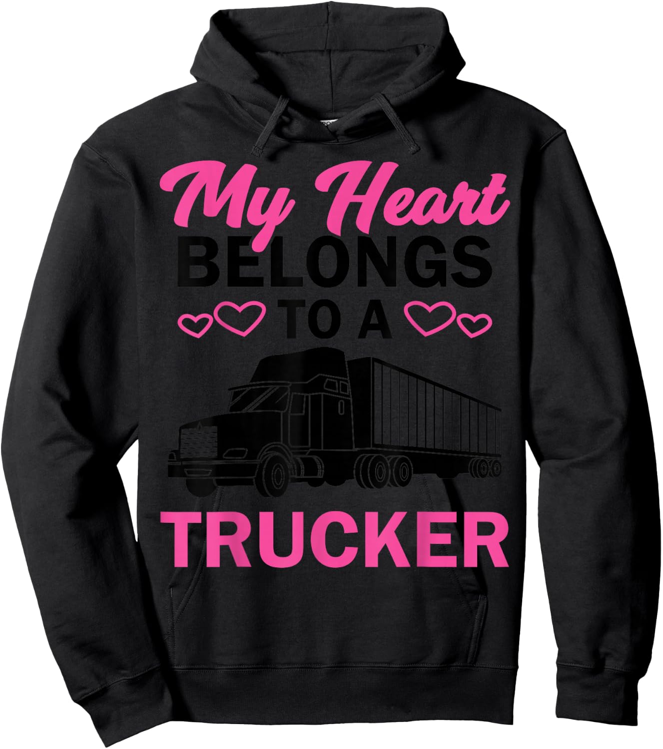 Cool Truckers Wife Gift Funny Truck Driver Girl Hoodie - Hoodie | Black
