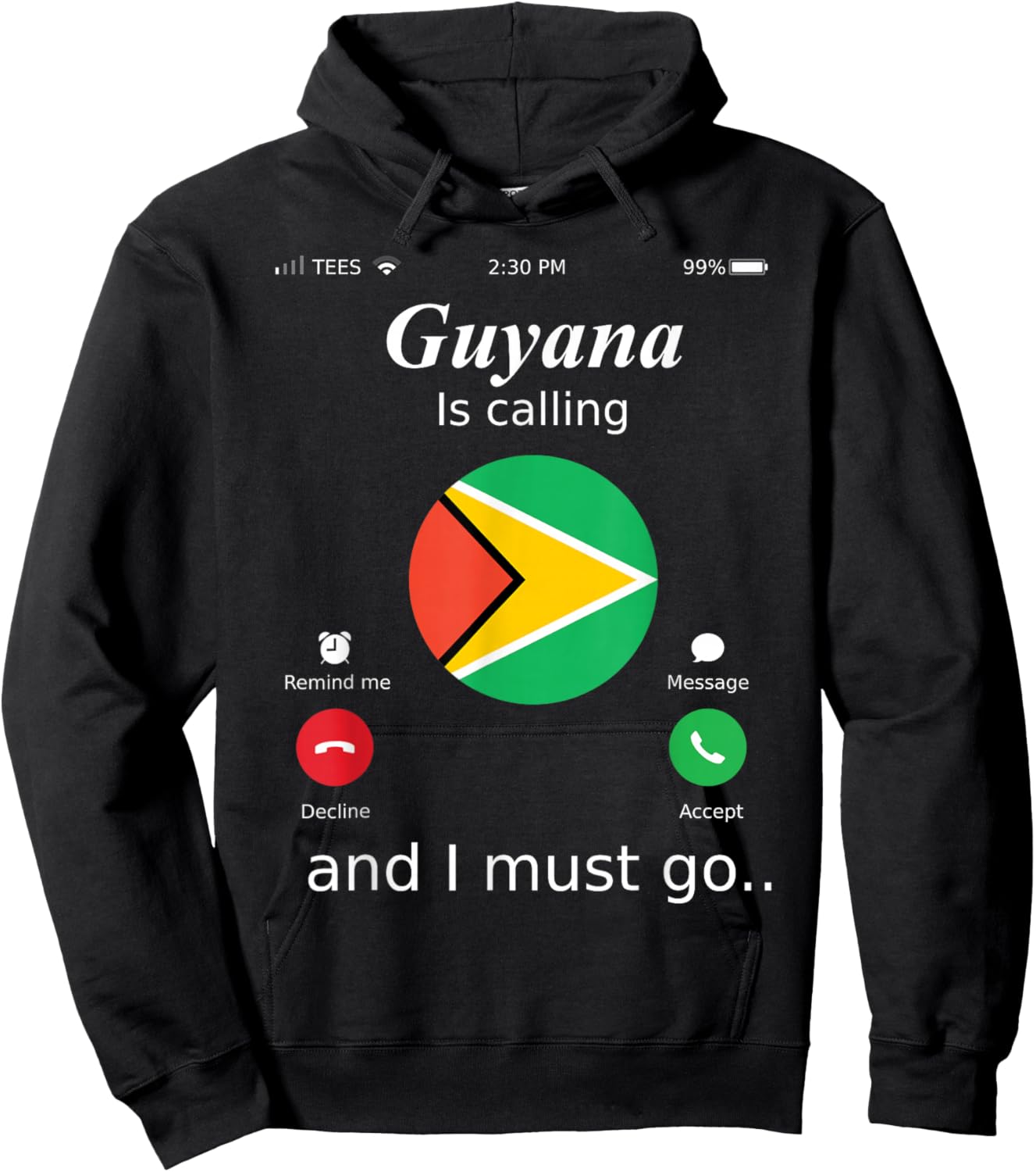 Guyana Is Calling and I Must Go Guyana Flag shirt Hoodie - Hoodie | Black