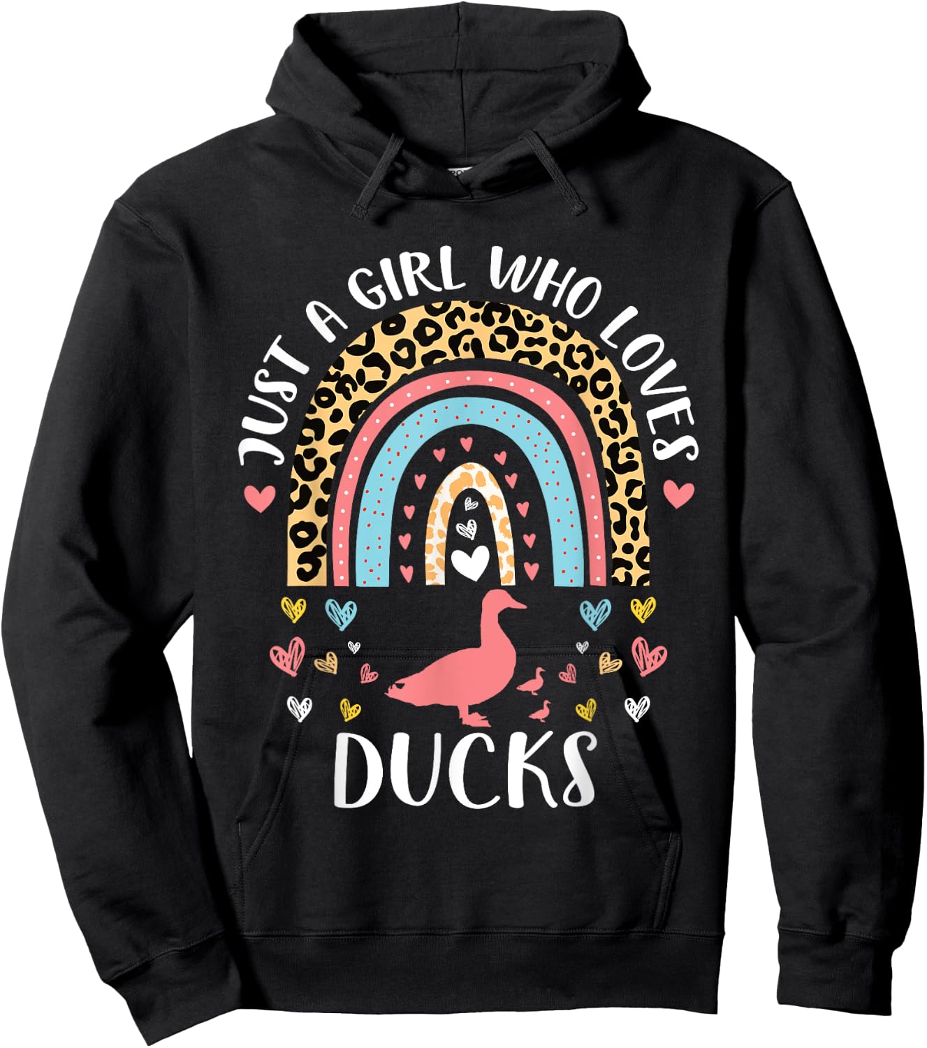 I'm Just A Girl Who Loves Ducks Heart Funny Duck Lover Hoodie - Hoodie | Black