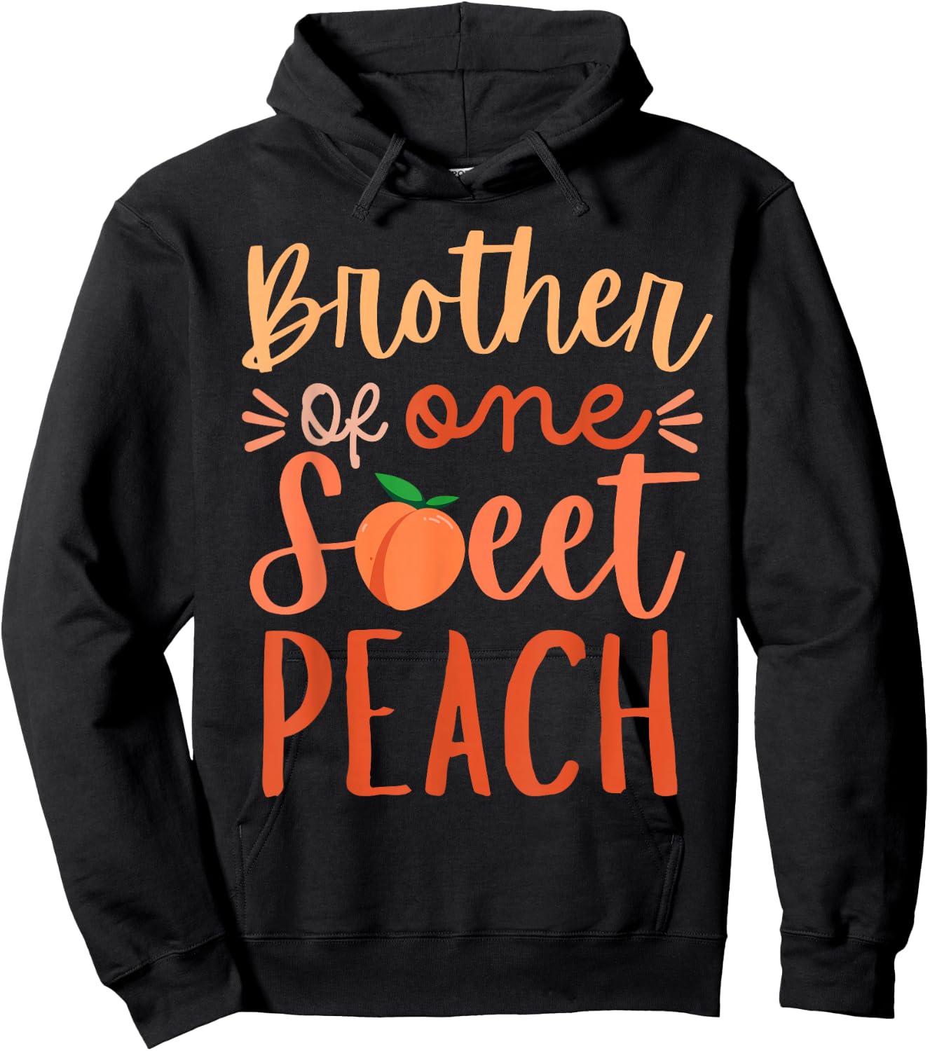 Brother of The Sweet One Peach 1st Birthday Family Matching Hoodie - Hoodie | Black