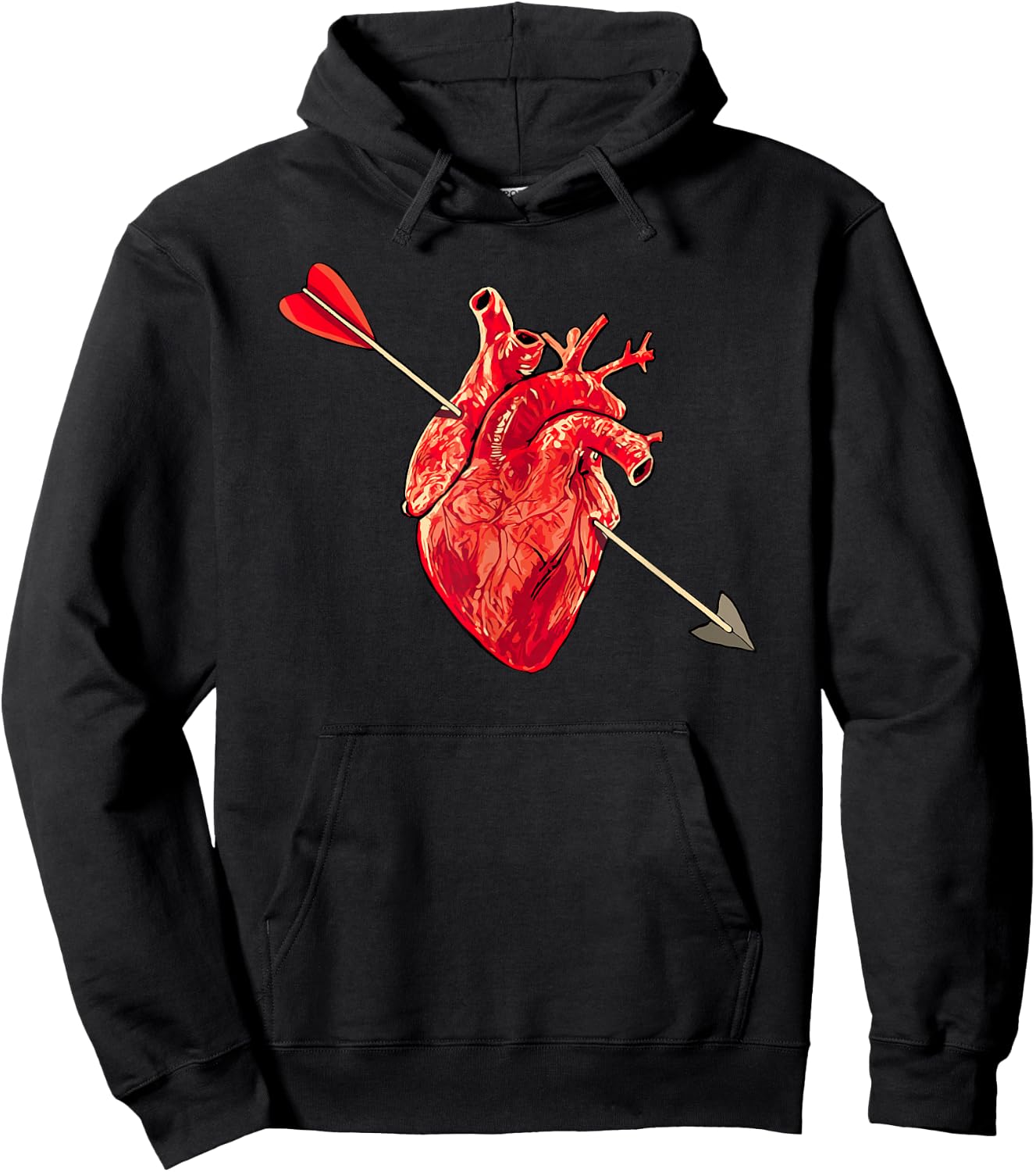 Anatomical Heart & Cupid Arrow Cute Metal Valentines Day Hoodie - Hoodie | Black