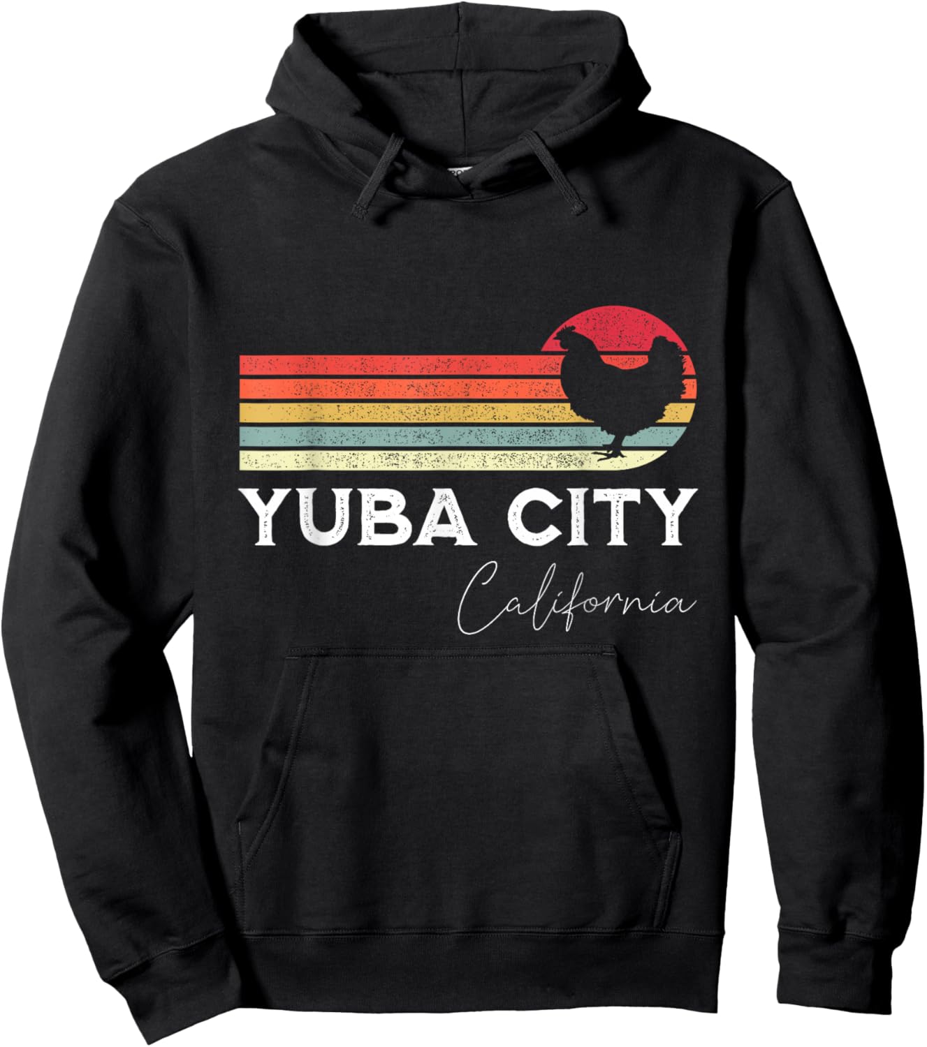 Yuba City California Retro Chicken Lover Souvenir Hoodie - Hoodie | Black