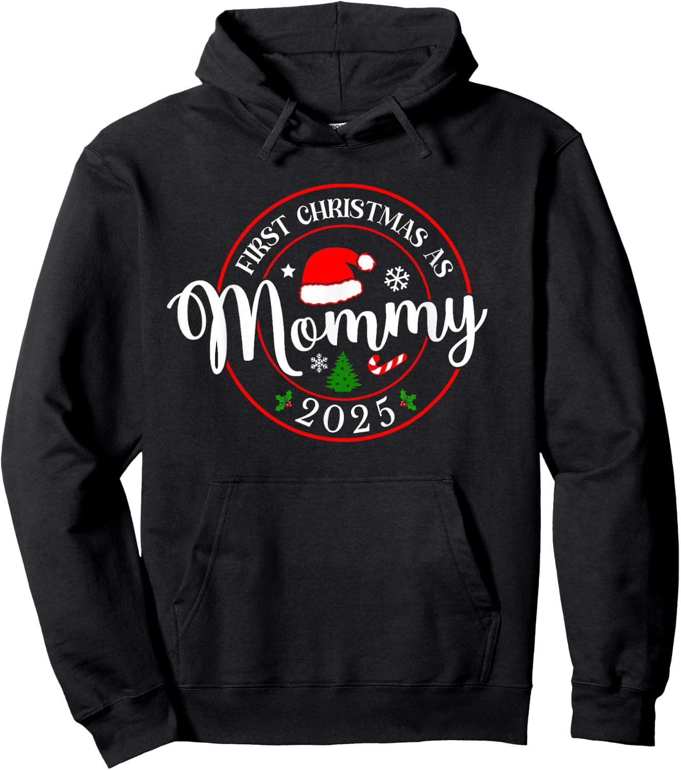 First Christmas As Mommy 2025 1st Christmas Family Matching Hoodie - Hoodie | Black