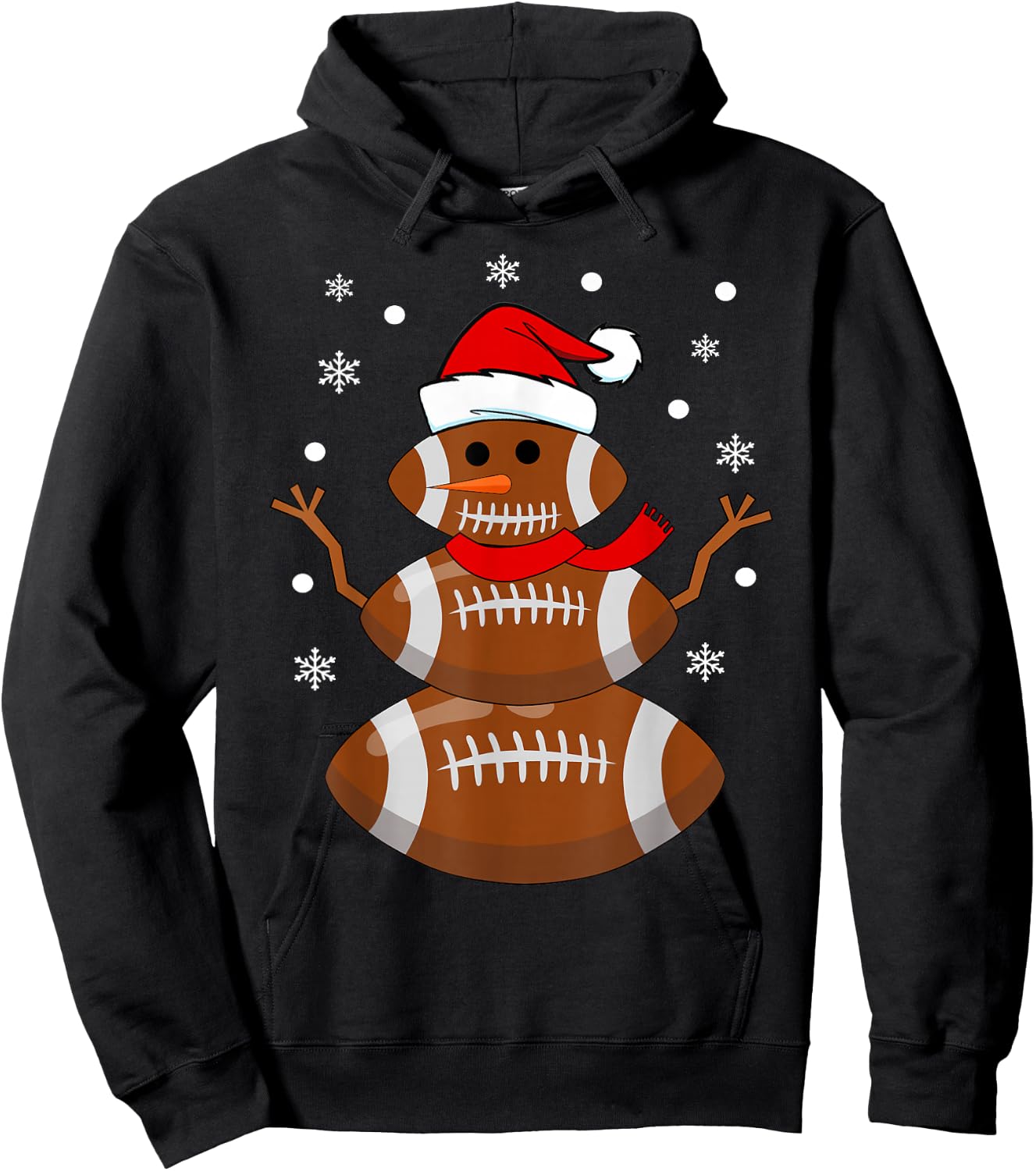Christmas Football Snowman Kids Football Christmas Women Men Hoodie - Hoodie | Black
