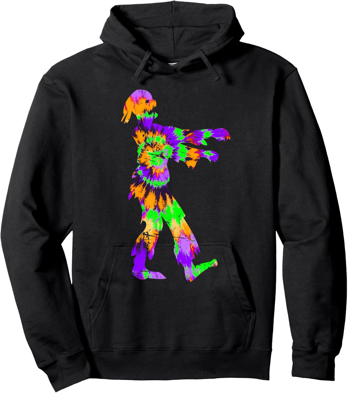 Tie Dye Halloween Zombie - Horror Art Orange Purple Green Hoodie - Hoodie | Black