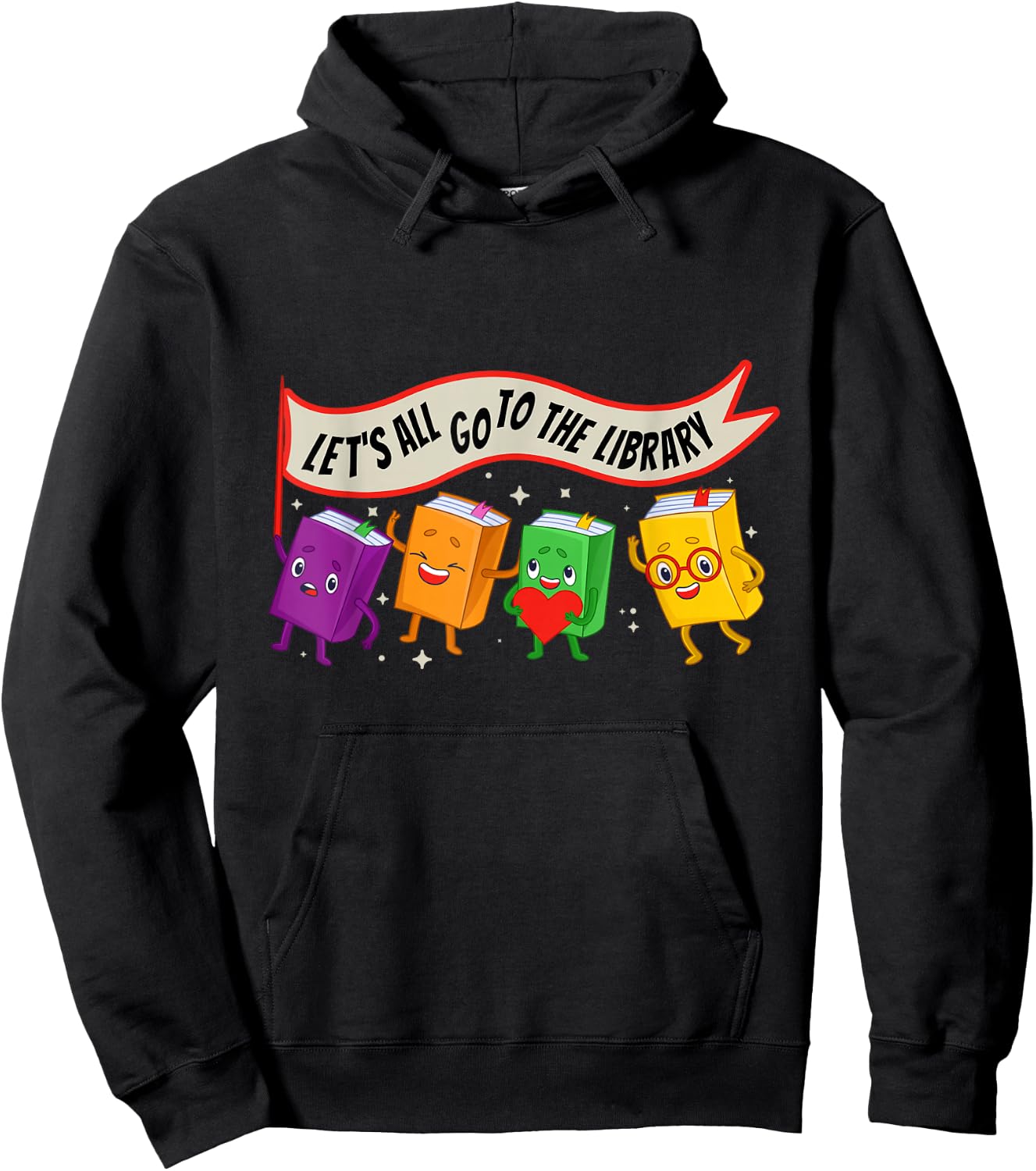 Librarian Let's All Go To The Library Cute Groovy Book Lover Hoodie - Hoodie | Black