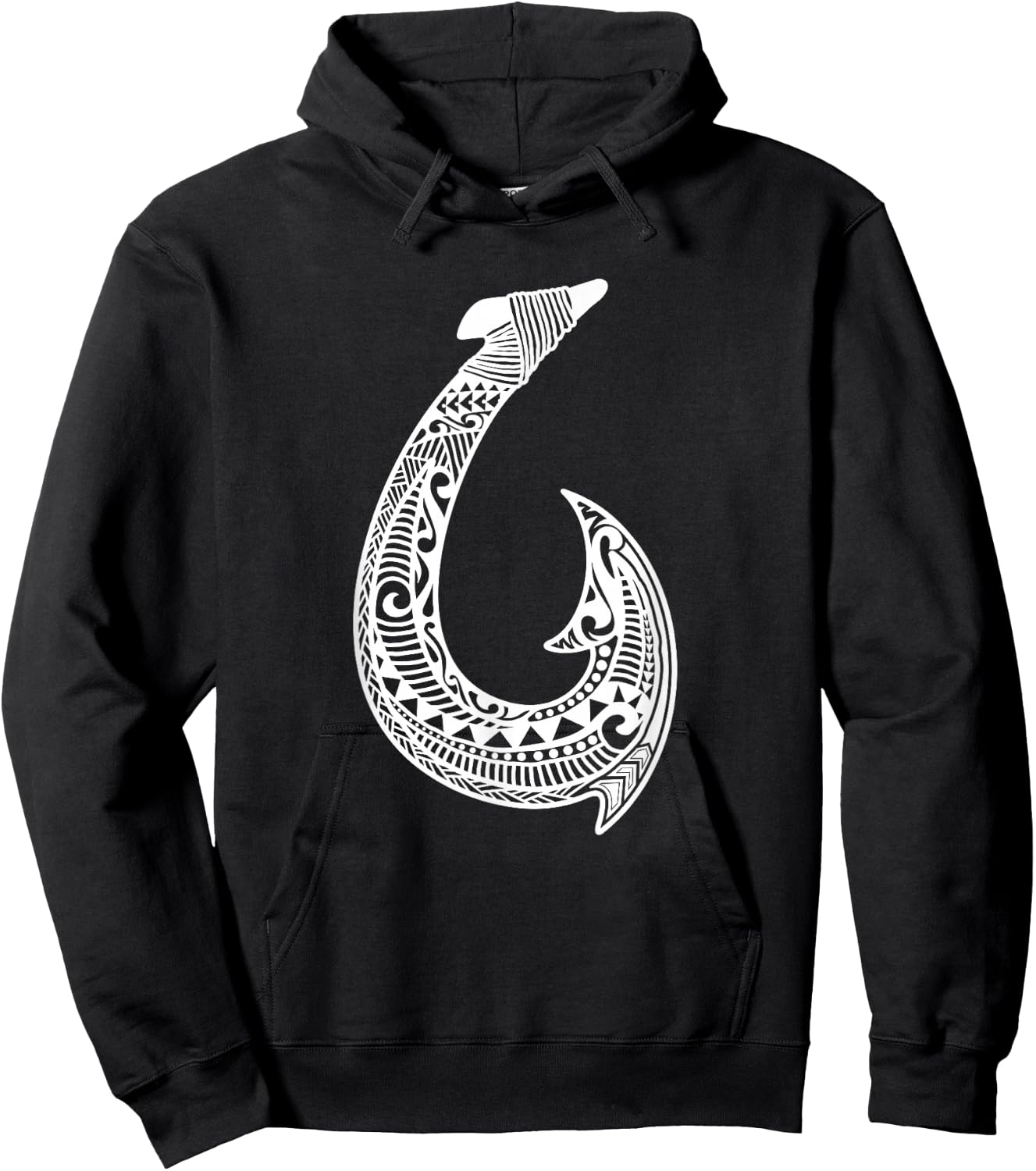 Tribal Hawaiian Fish Hook Pacific Islander Hawaiian Design Hoodie - Hoodie | Black