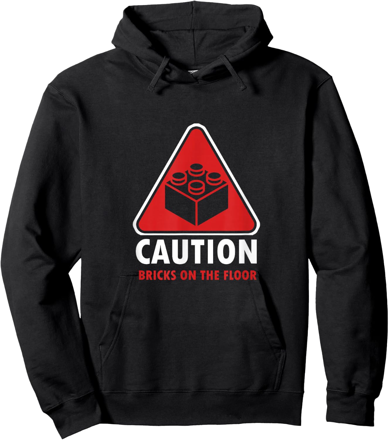 Funny Warning Caution Building Blocks Bricks on the Floor Hoodie - Hoodie | Black