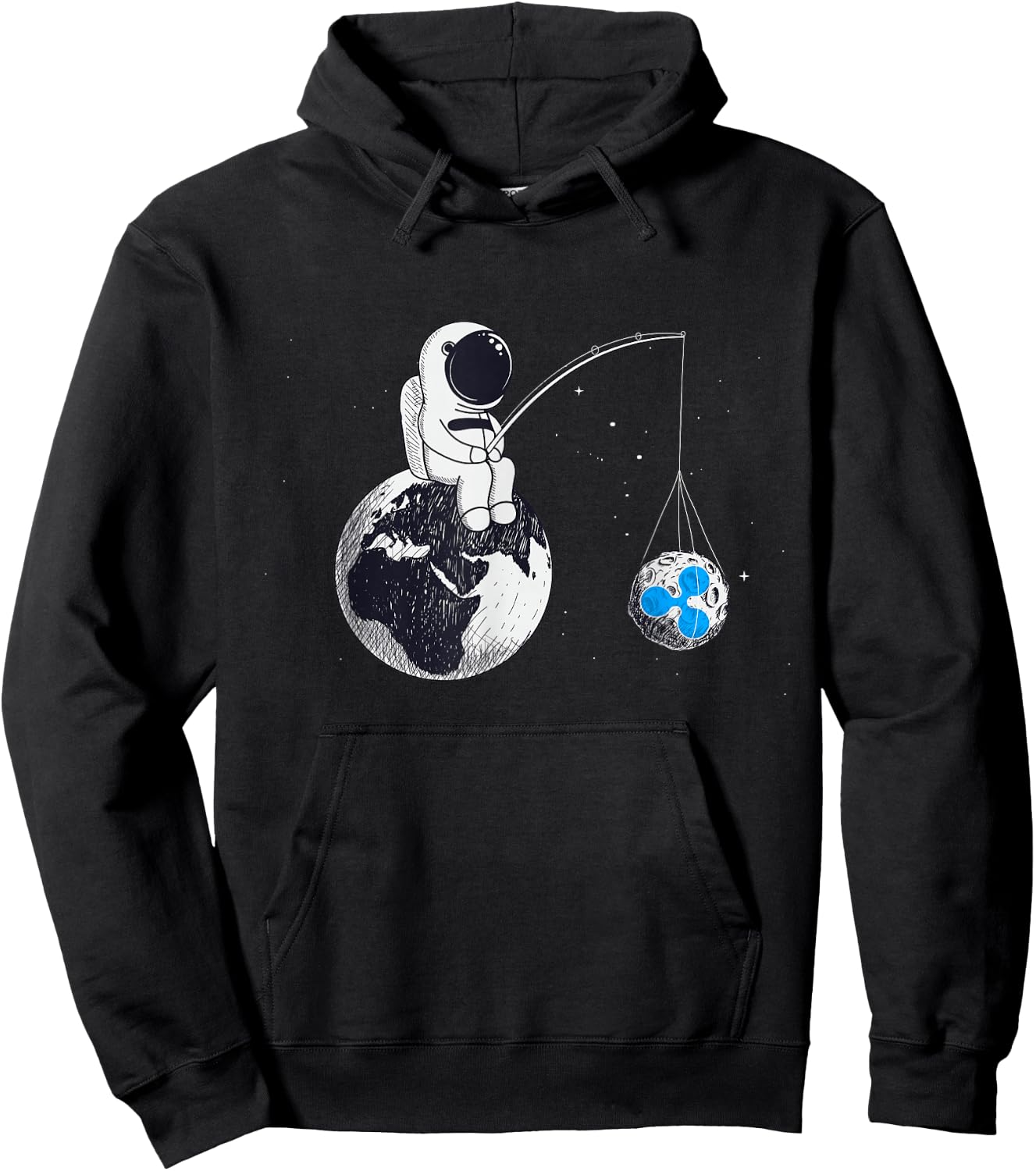 Cryptocurrency Talk - Ripple To The Moon XRP Space Man Merch Hoodie - Hoodie | Black