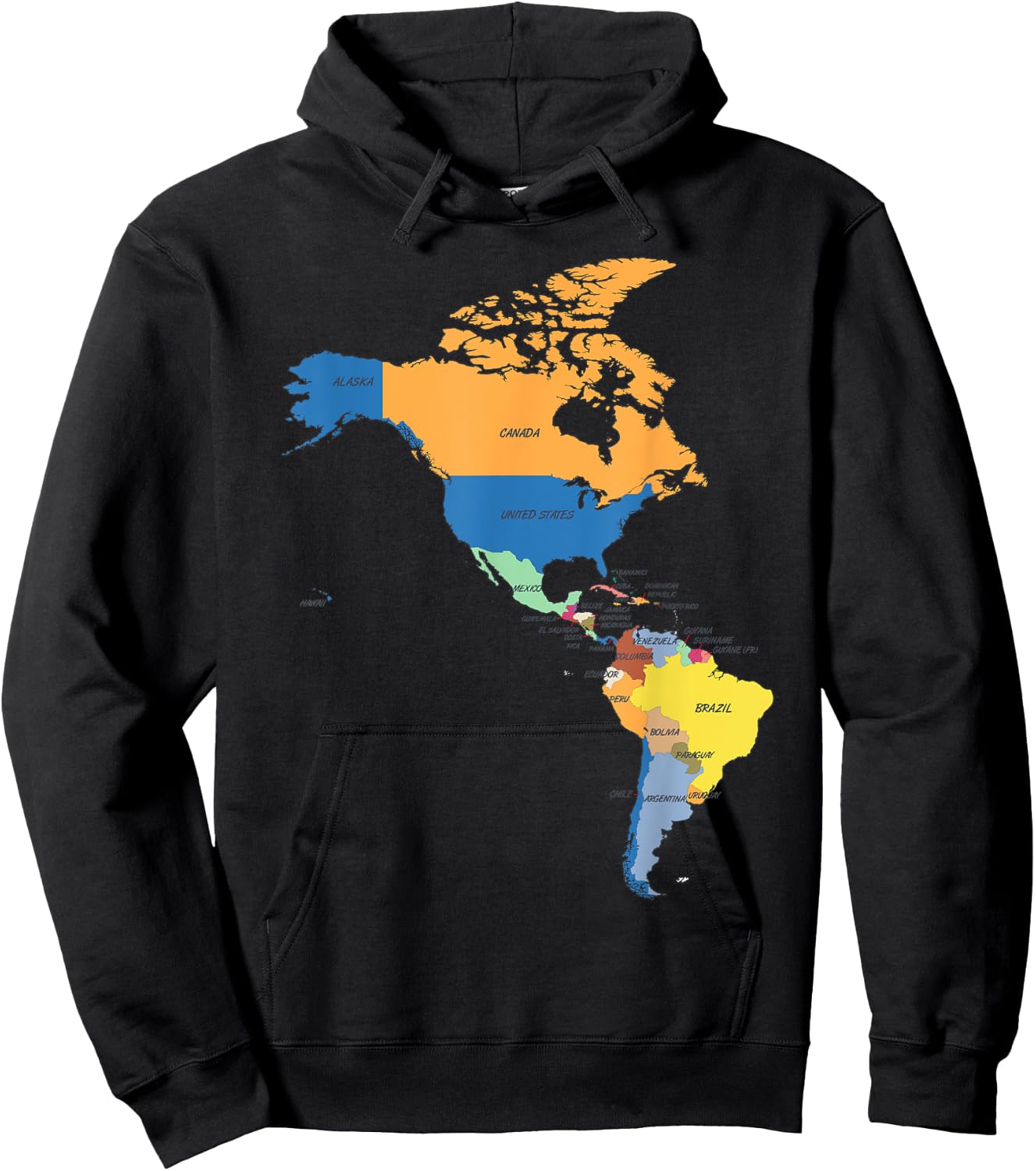 Political map of the continent North and South America Hoodie - Hoodie | Black