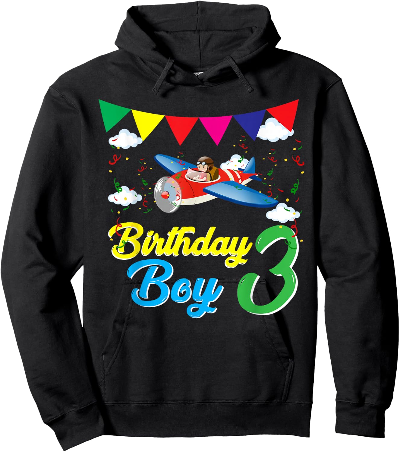 3rd Birthday Boy Airplane Pilot | 3 y old Gift Hoodie - Hoodie | Black