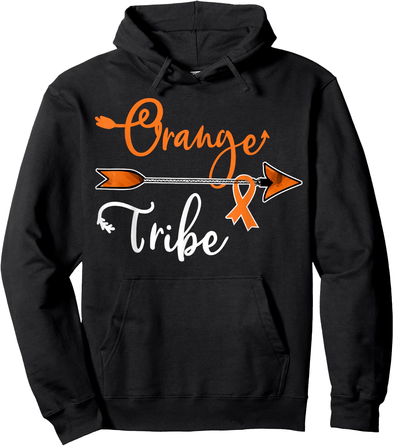 Kidney Leukemia Cancer Awareness Orange Ribbon Tribe Hoodie - Hoodie | Black