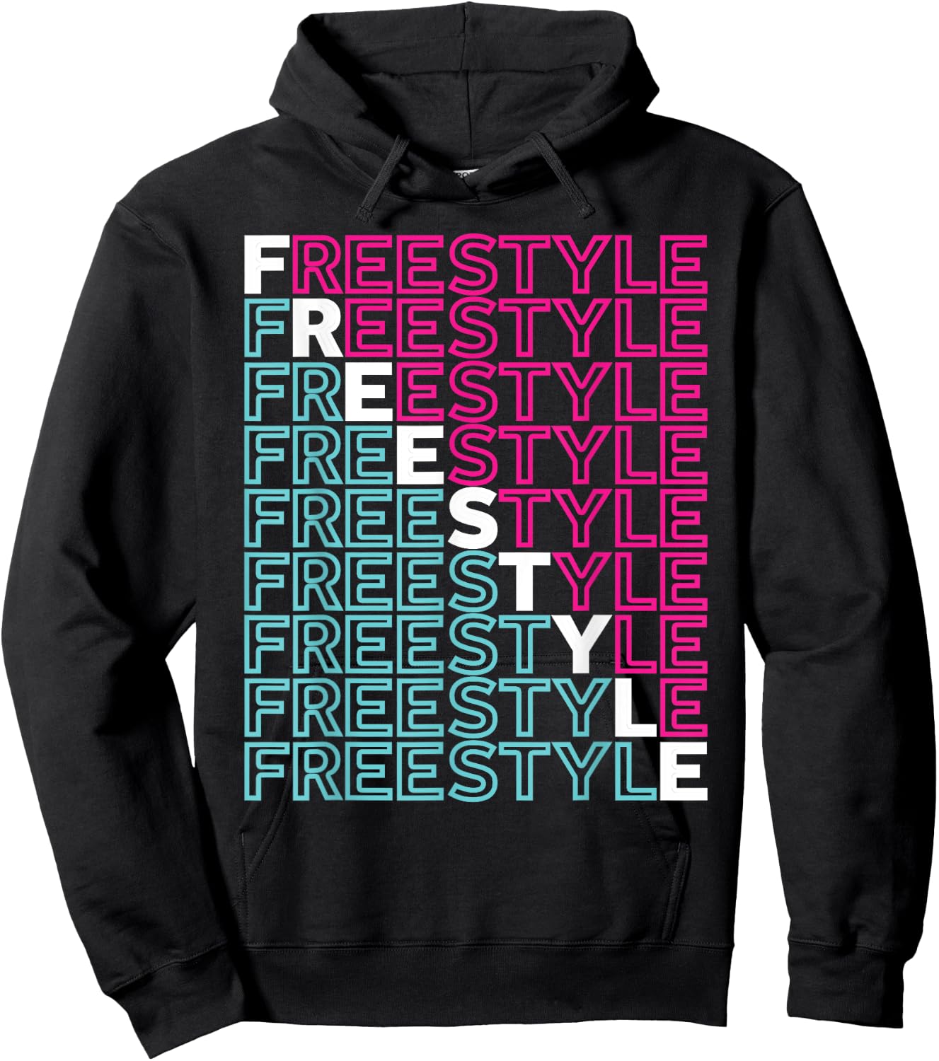 Freestyle Full Front 80s Electronic Dance Music Hoodie - Hoodie | Black